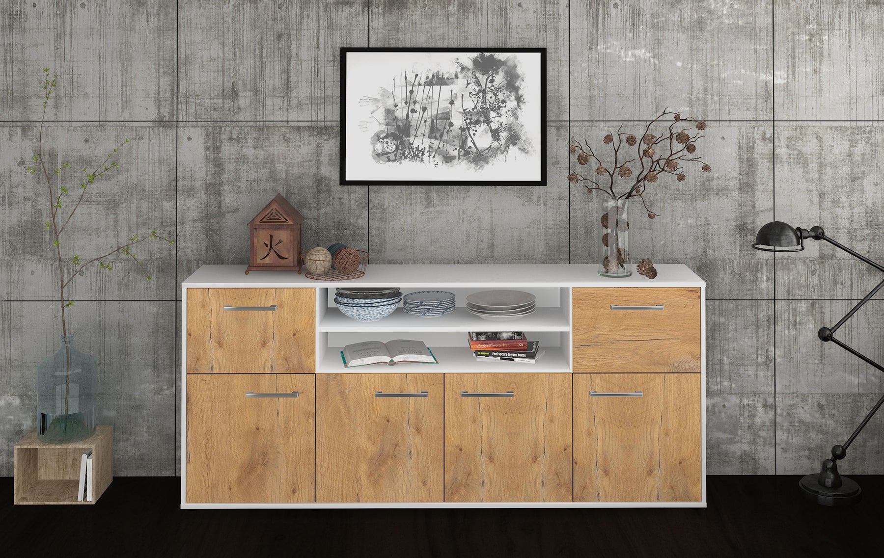 Sideboard Ermelina, Eiche Studio (180x79x35cm) - Dekati GmbH