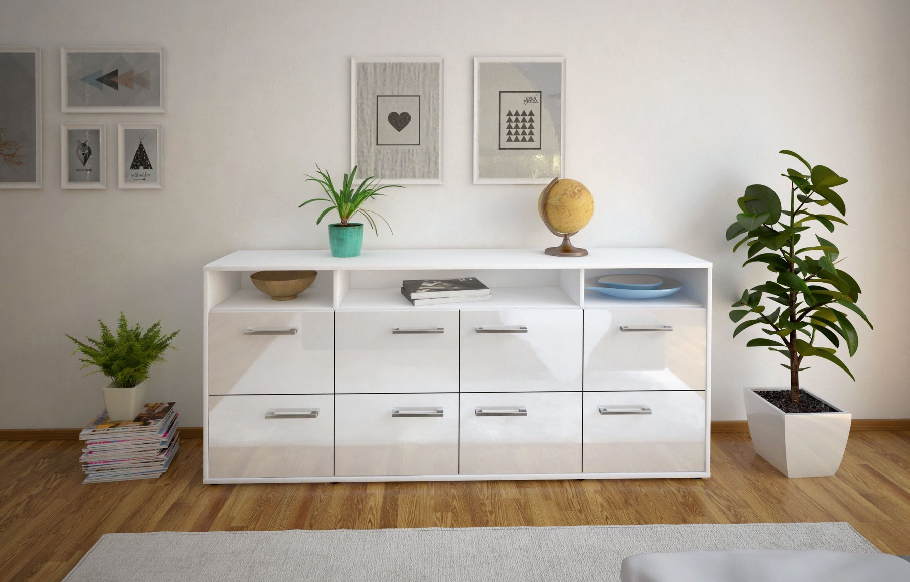 Sideboard Evita, Weiß Studio (180x79x35cm) - Dekati GmbH