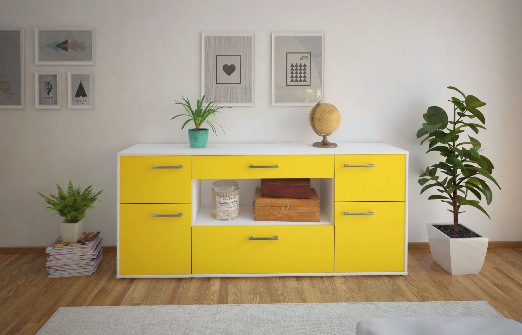 Sideboard Fabiola, Gelb Studio (180x79x35cm) - Dekati GmbH