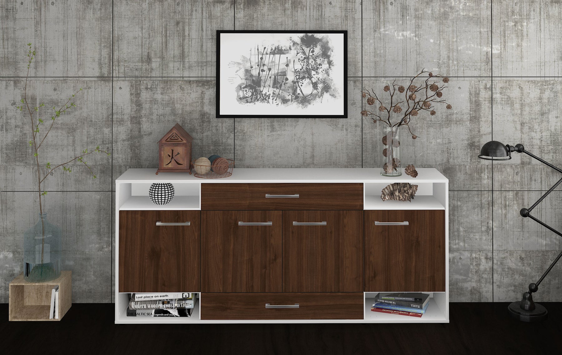 Sideboard Felicia, Walnuss Studio (180x79x35cm) - Dekati GmbH