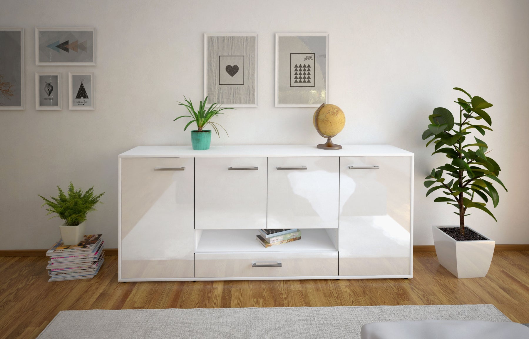 Sideboard Felicitas, Weiß Studio (180x79x35cm) - Dekati GmbH