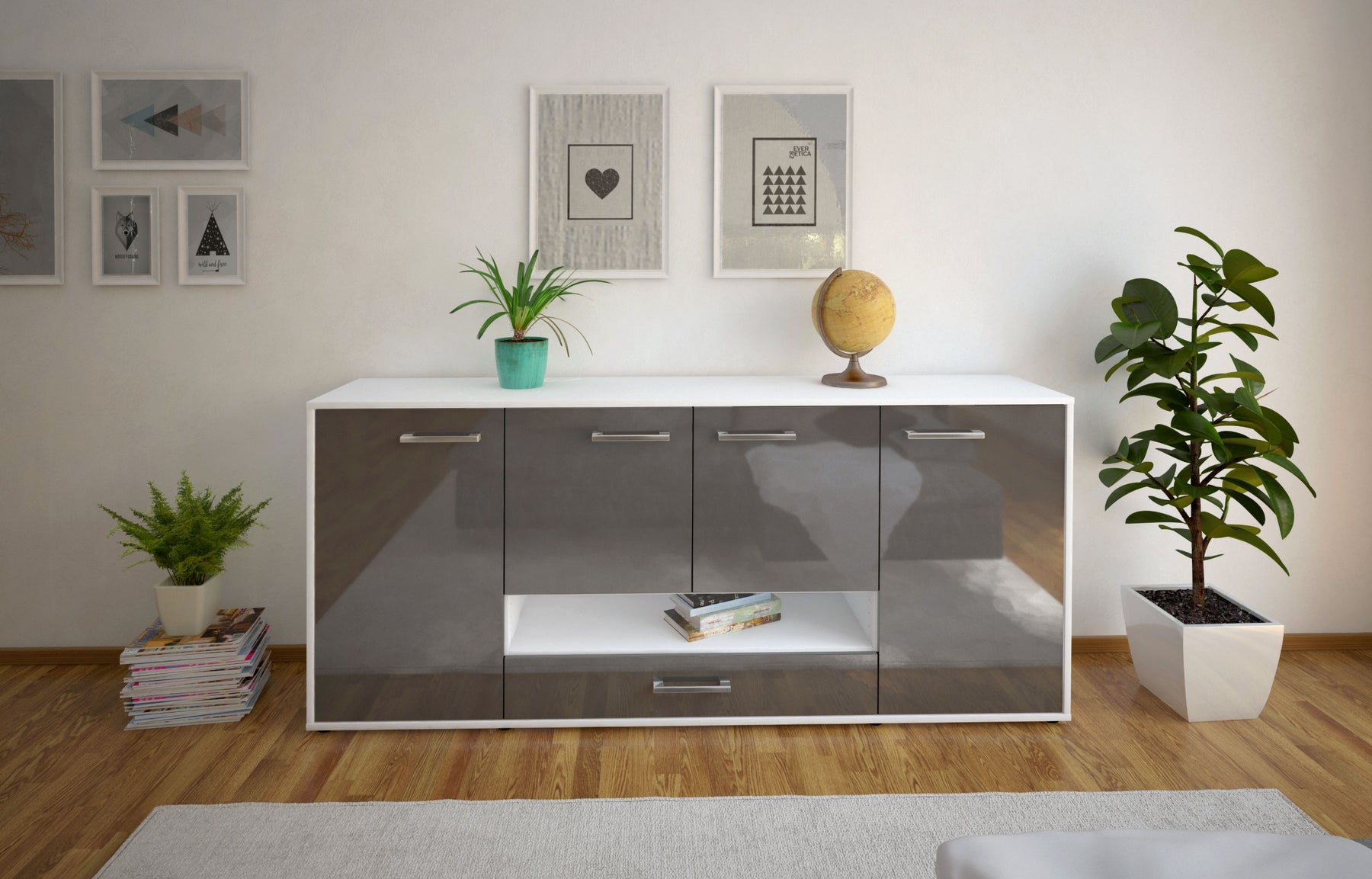 Sideboard Felicitas, Grau Studio (180x79x35cm) - Dekati GmbH