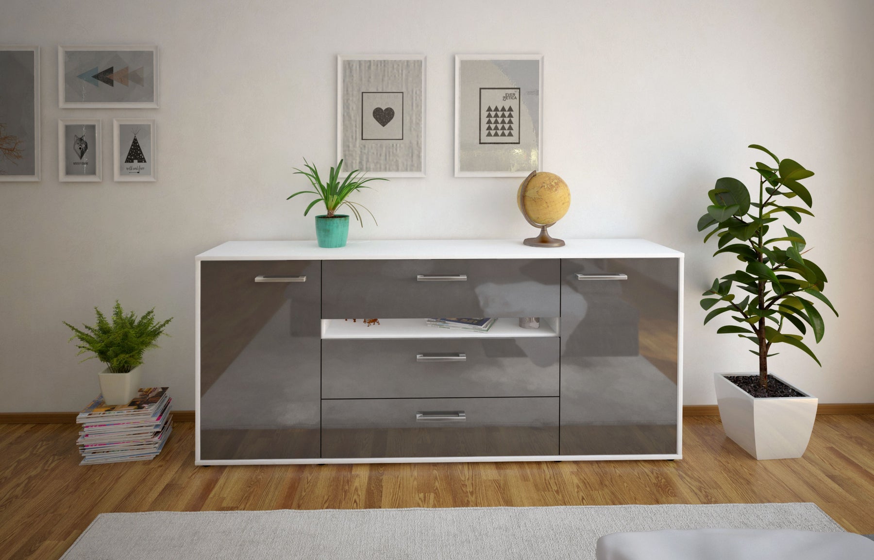 Sideboard Fernanda, Grau Studio (180x79x35cm) - Dekati GmbH