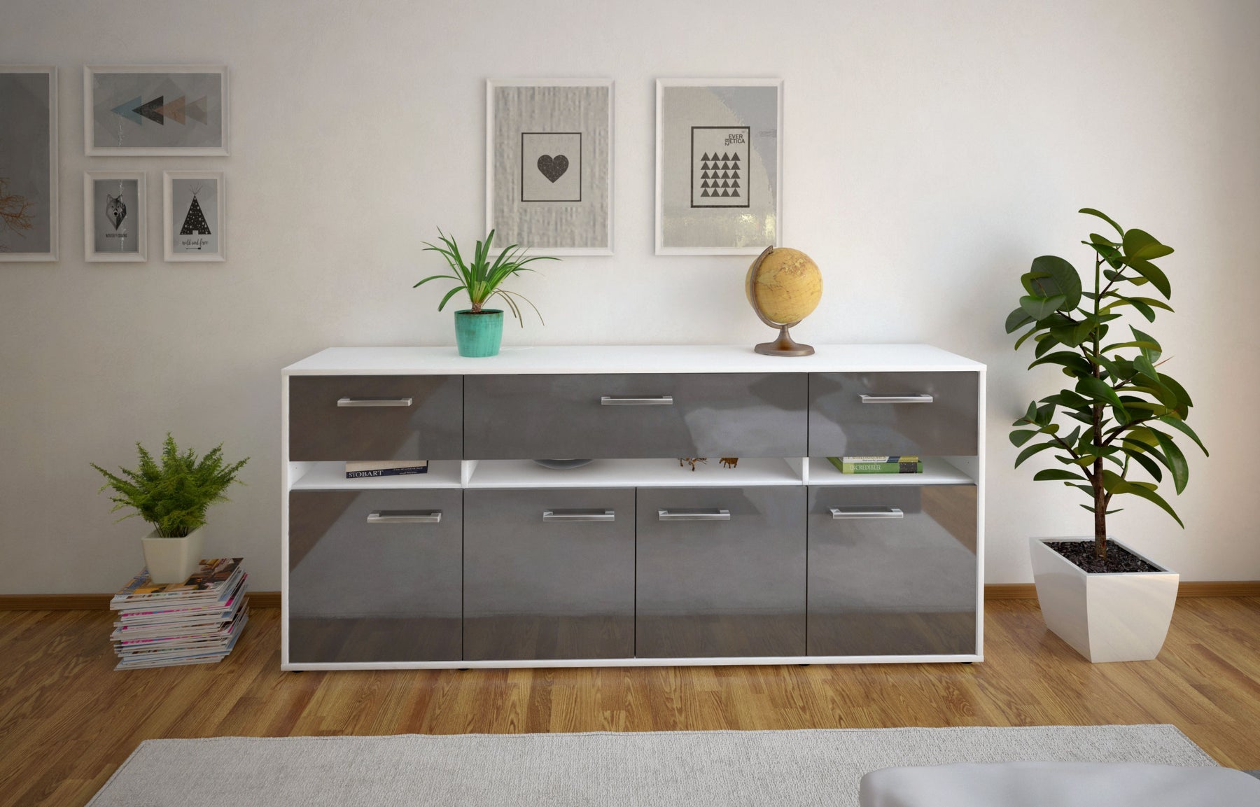 Sideboard Flora, Grau Studio (180x79x35cm) - Dekati GmbH