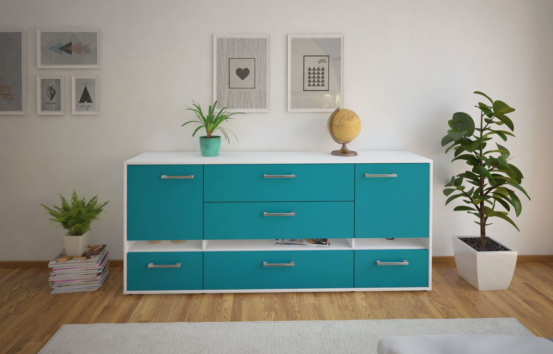 Sideboard Floriana, Tuerkis Studio (180x79x35cm) - Dekati GmbH