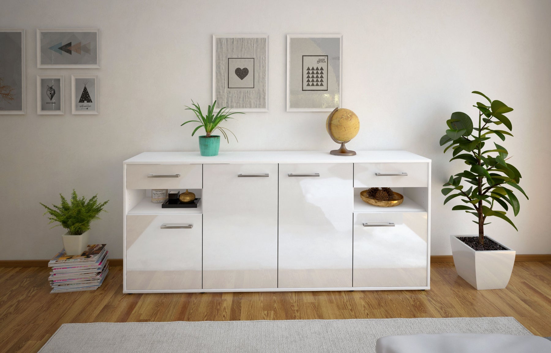 Sideboard Franca, Weiß Studio (180x79x35cm) - Dekati GmbH