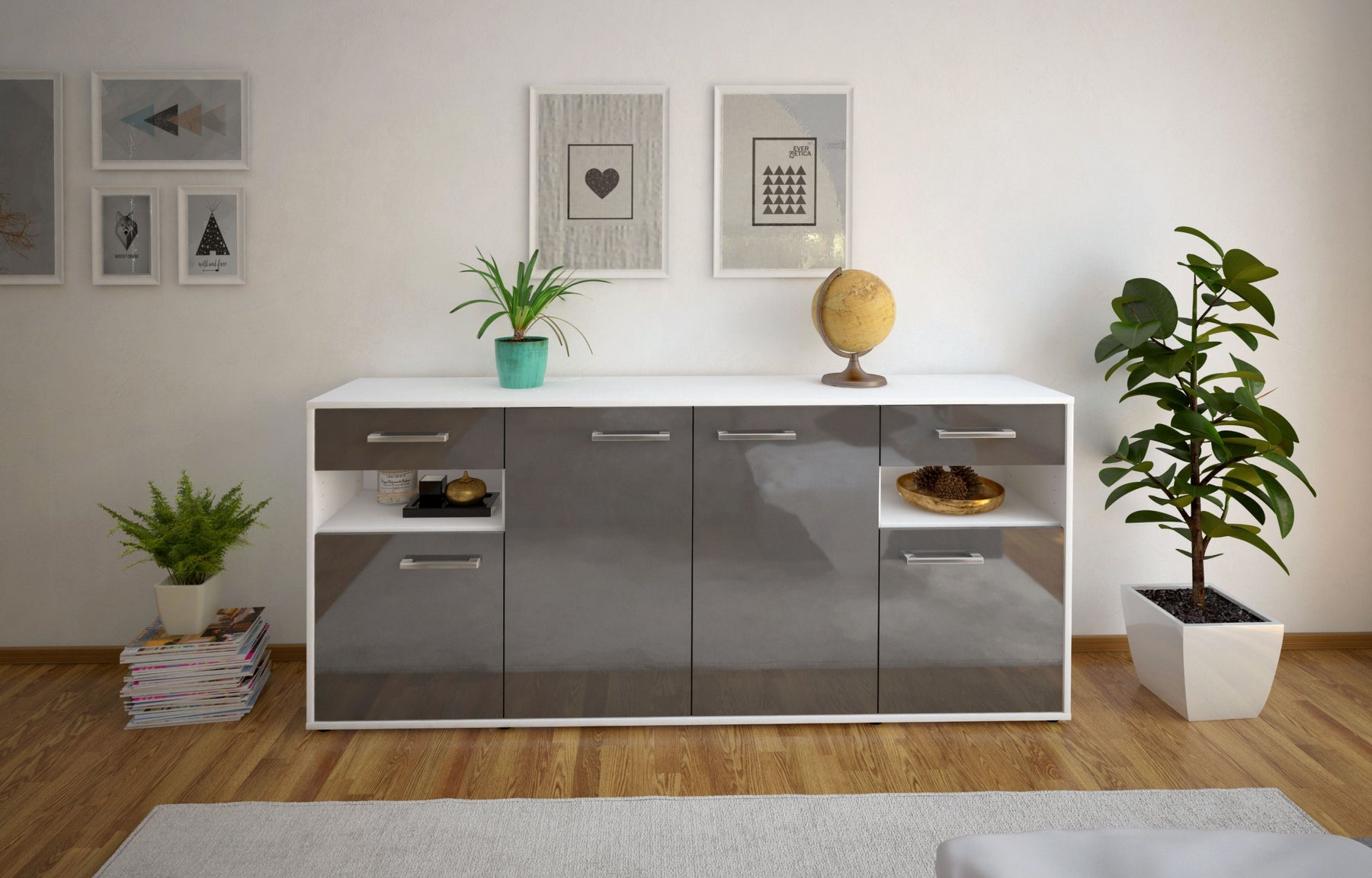 Sideboard Franca, Grau Studio (180x79x35cm) - Dekati GmbH