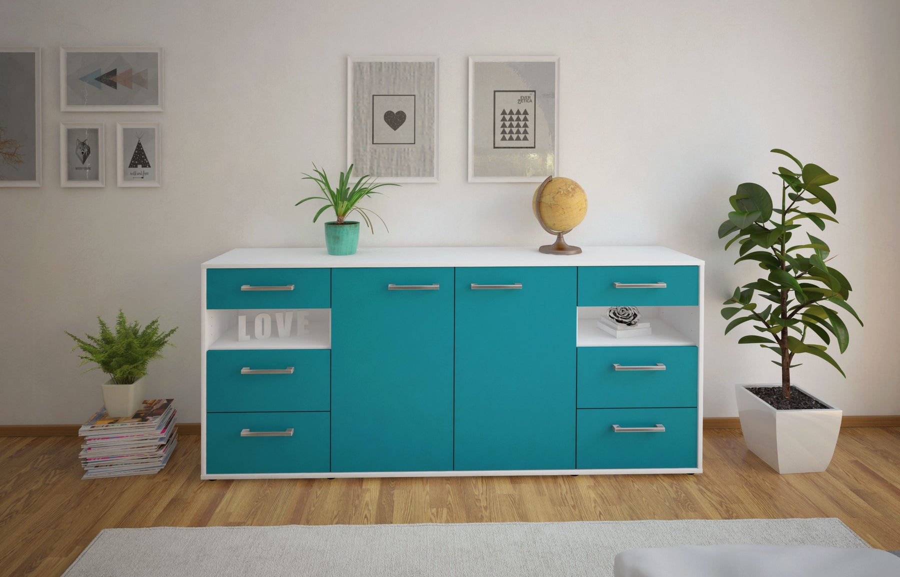 Sideboard Francesca, Tuerkis Studio (180x79x35cm) - Dekati GmbH