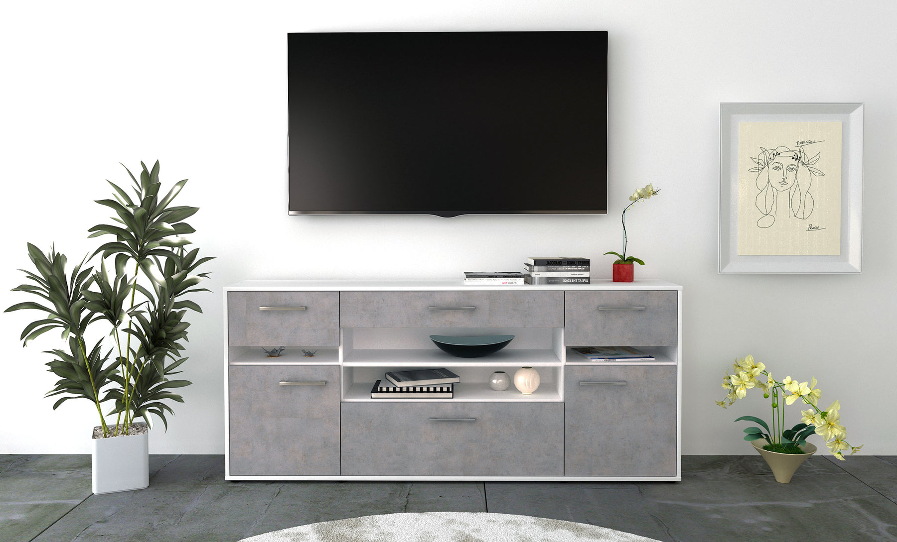 Sideboard Gina, Beton Studio (180x79x35cm) - Dekati GmbH