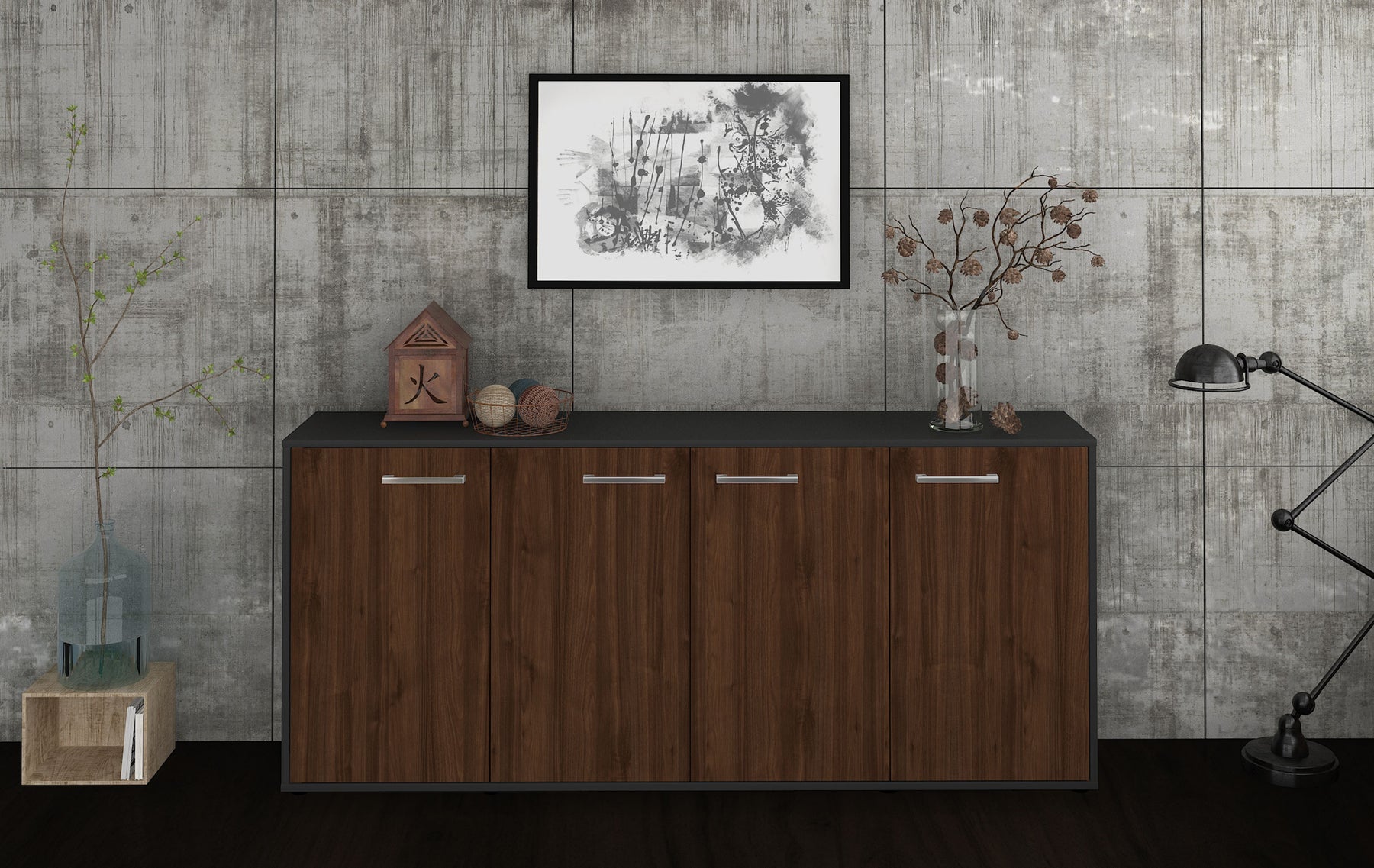 Sideboard Elana, Walnuss Studio (180x79x35cm) - Dekati GmbH