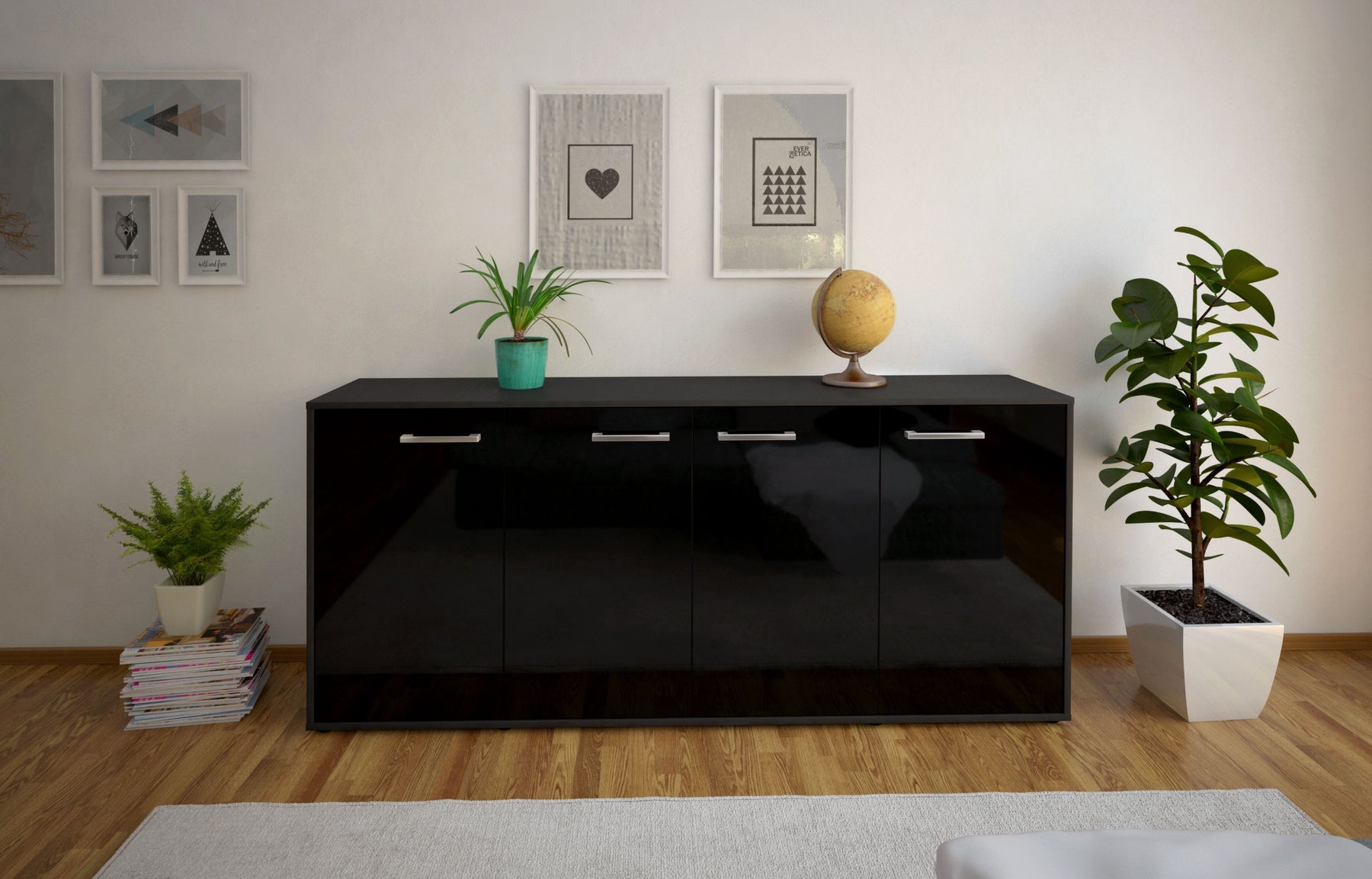 Sideboard Elana, Schwarz Studio (180x79x35cm) - Dekati GmbH