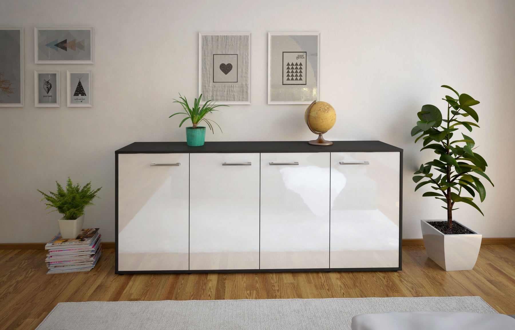 Sideboard Elana, Weiß Studio (180x79x35cm) - Dekati GmbH