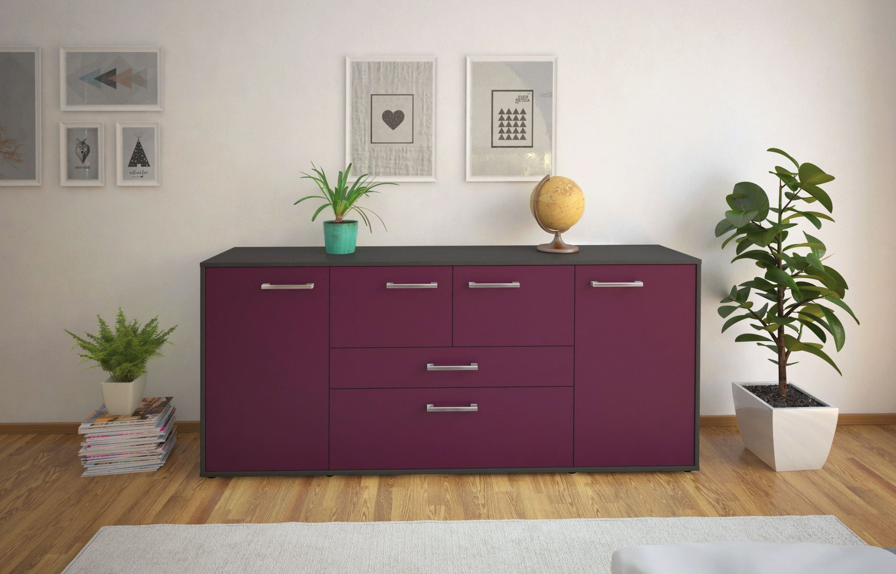 Sideboard Elisa, Lila Studio (180x79x35cm) - Dekati GmbH