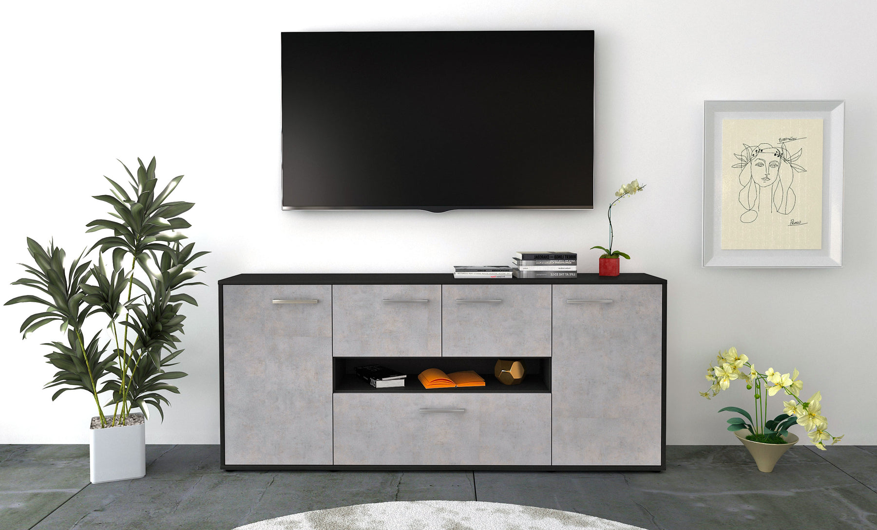 Sideboard Elisabetta, Beton Studio (180x79x35cm) - Dekati GmbH