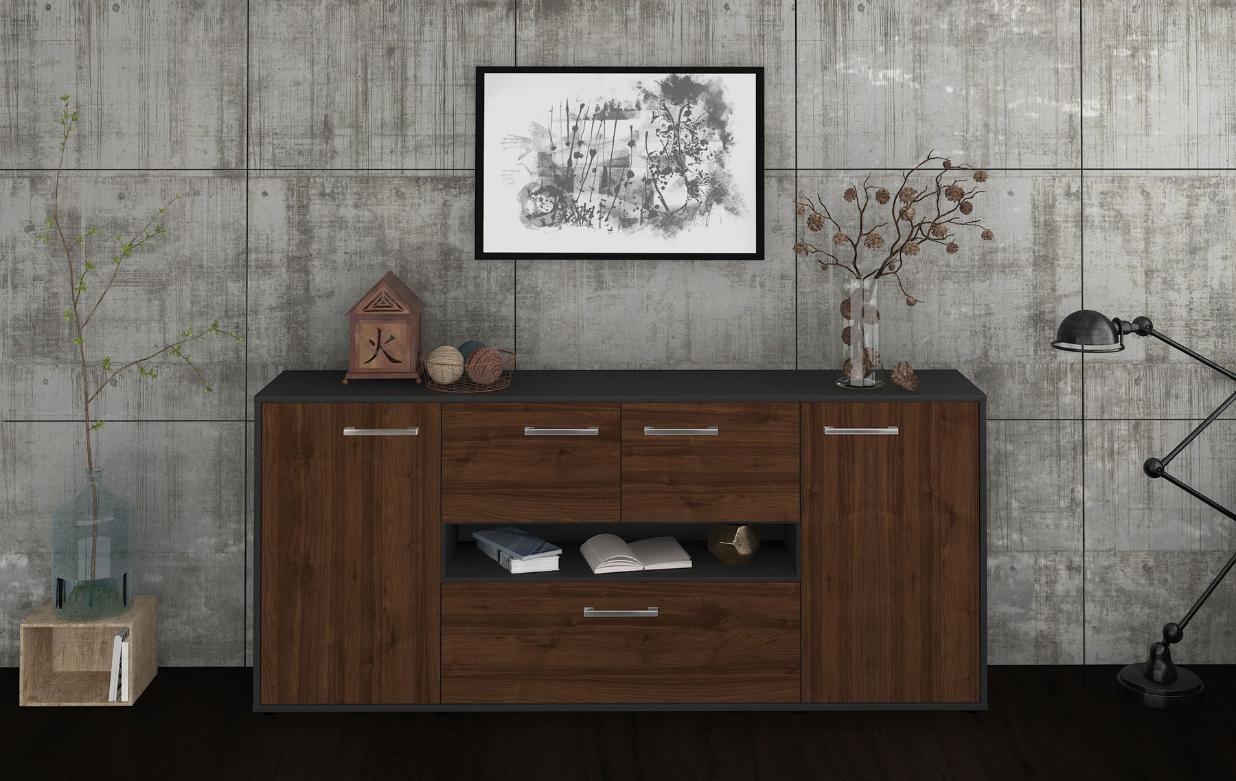 Sideboard Elisabetta, Walnuss Studio (180x79x35cm) - Dekati GmbH