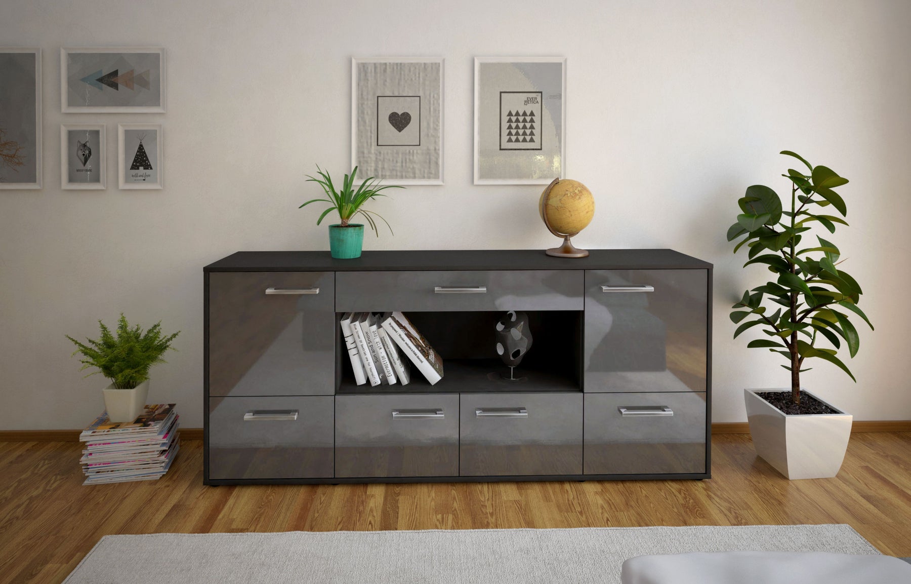 Sideboard ELSA, Grau Studio (180x79x35cm) - Dekati GmbH