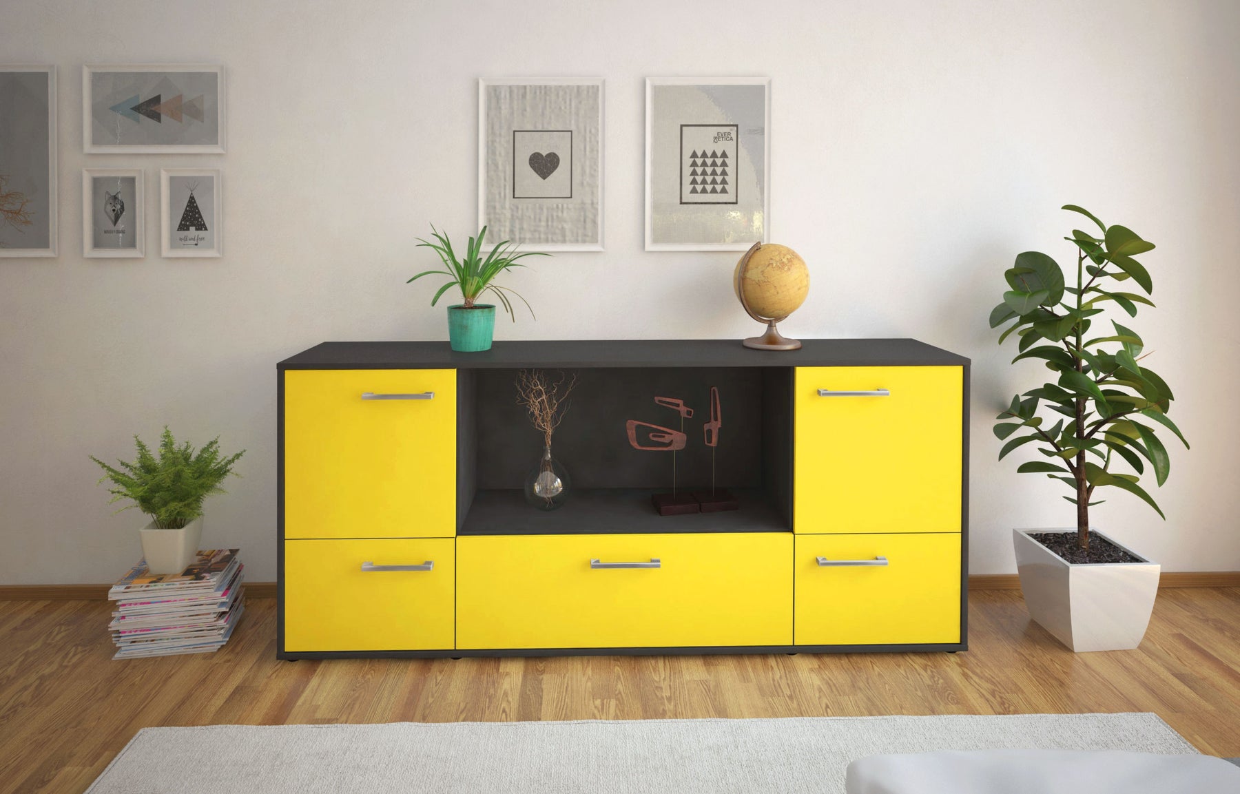 Sideboard Elvezia, Gelb Studio (180x79x35cm) - Dekati GmbH