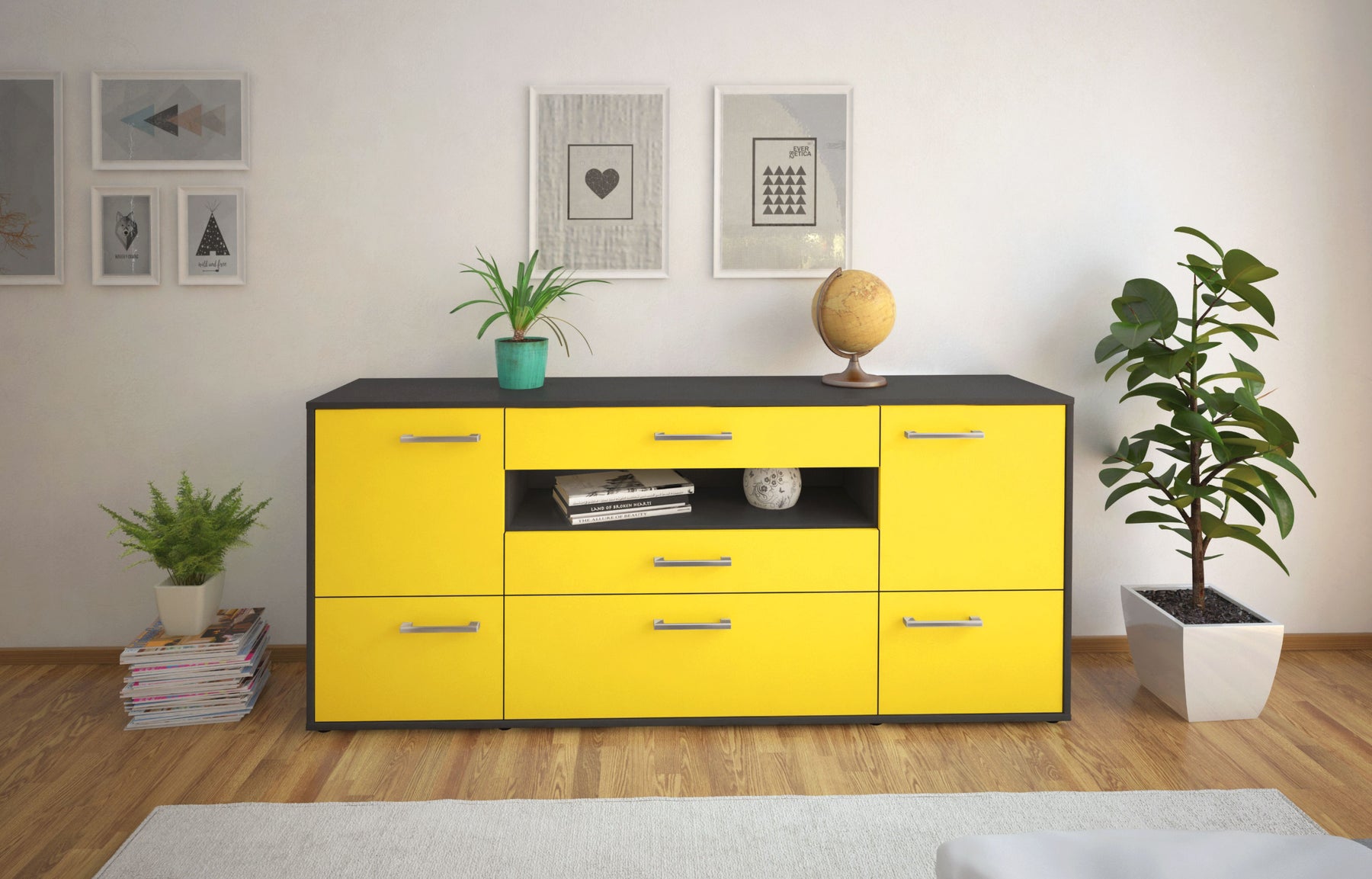 Sideboard Elvira, Gelb Studio (180x79x35cm) - Dekati GmbH