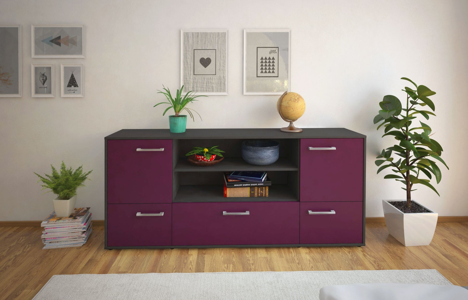 Sideboard Emanuela, Lila Studio (180x79x35cm) - Dekati GmbH