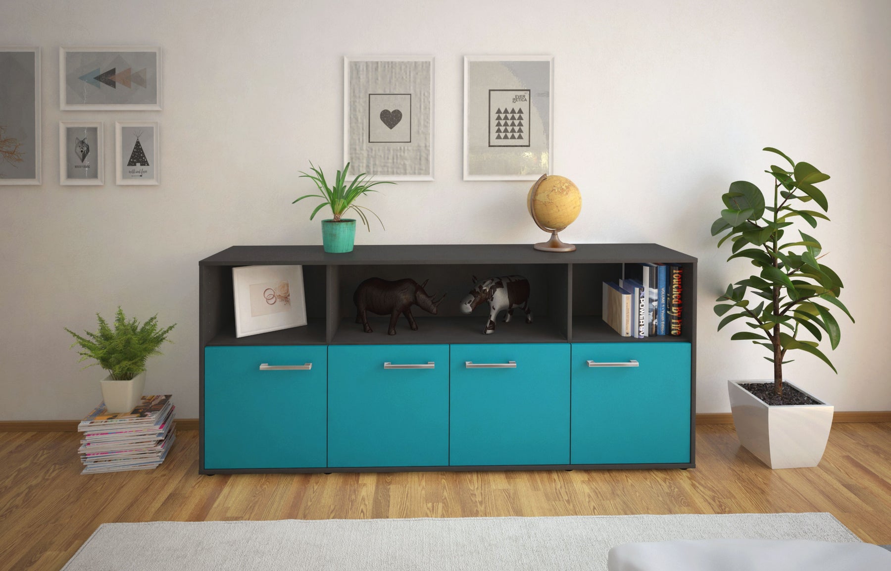 Sideboard Enrica, Tuerkis Studio (180x79x35cm) - Dekati GmbH