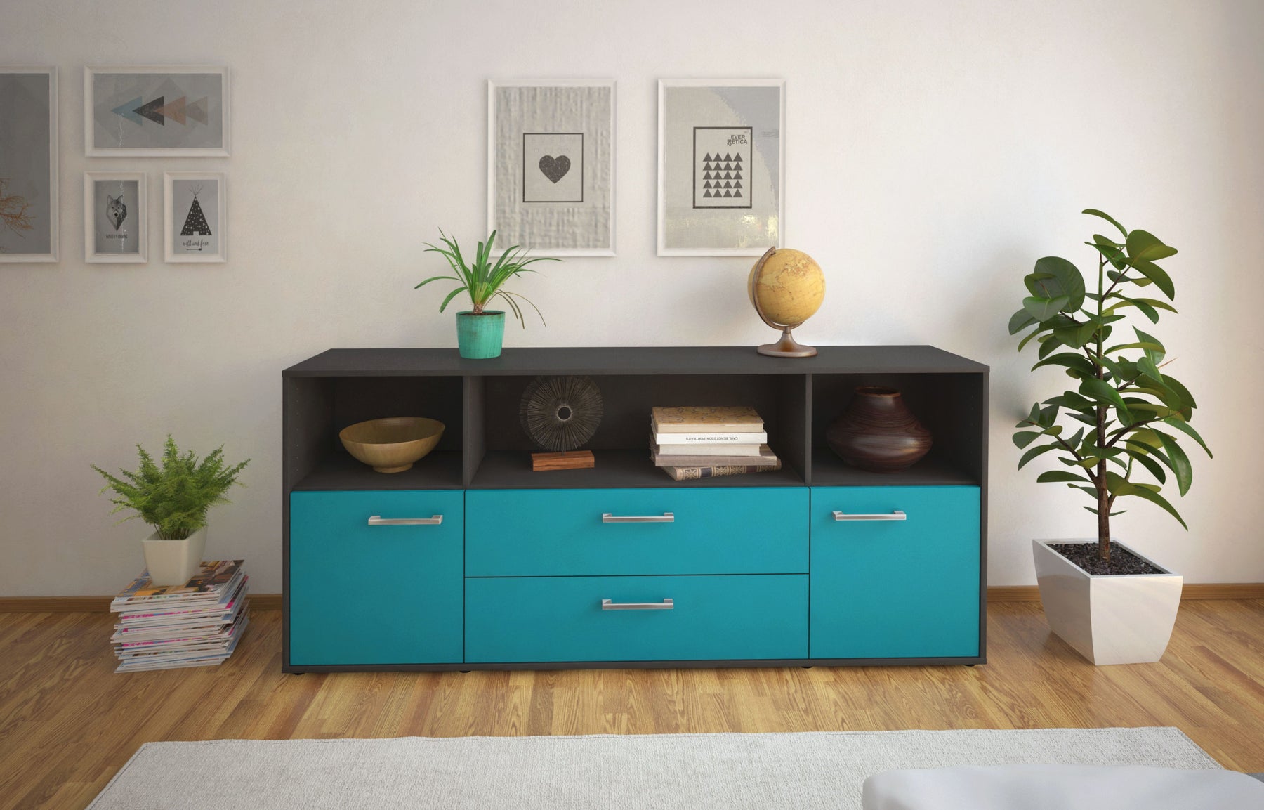 Sideboard Enza, Tuerkis Studio (180x79x35cm) - Dekati GmbH