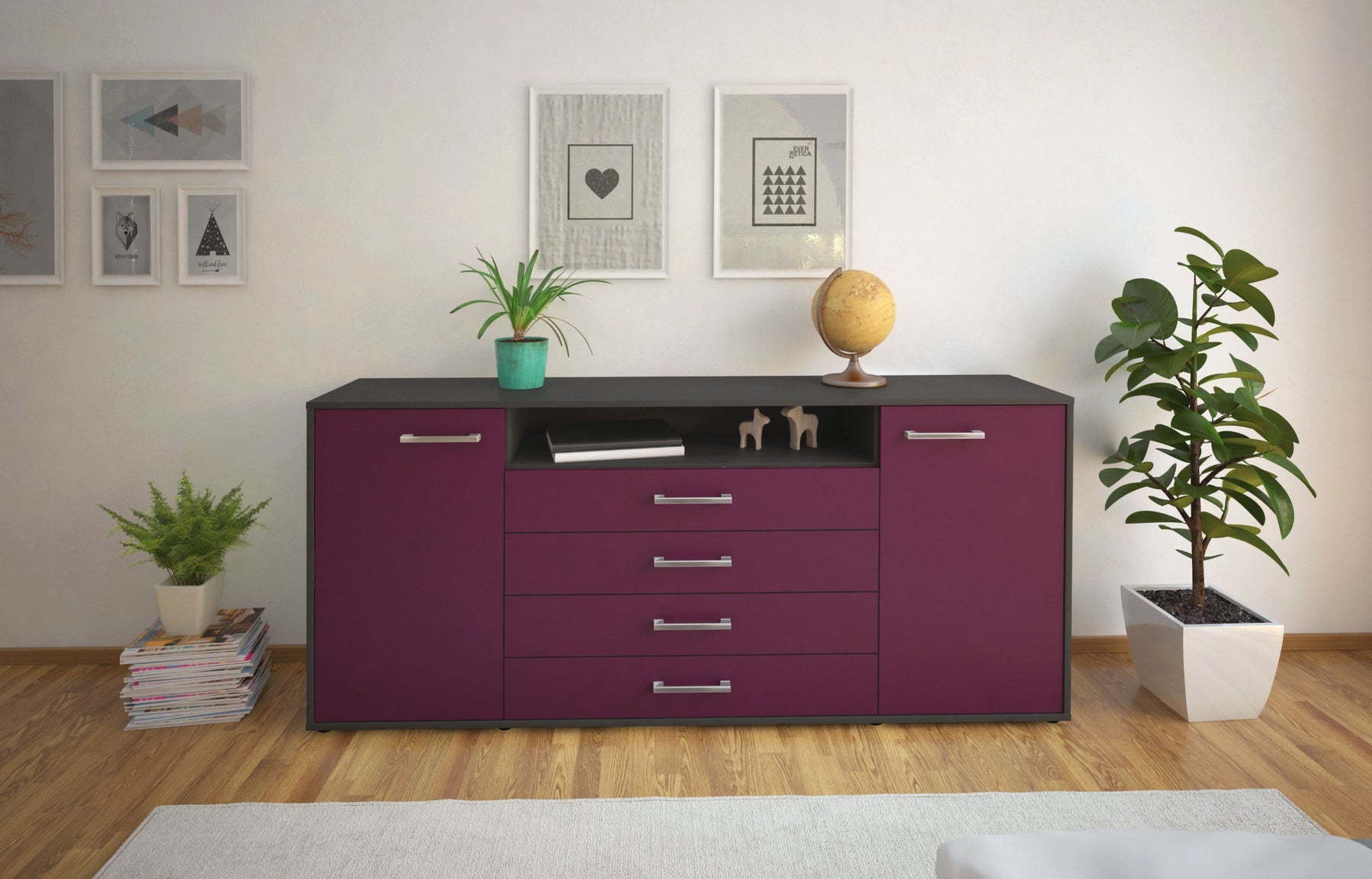 Sideboard Enzo, Lila Studio (180x79x35cm) - Dekati GmbH