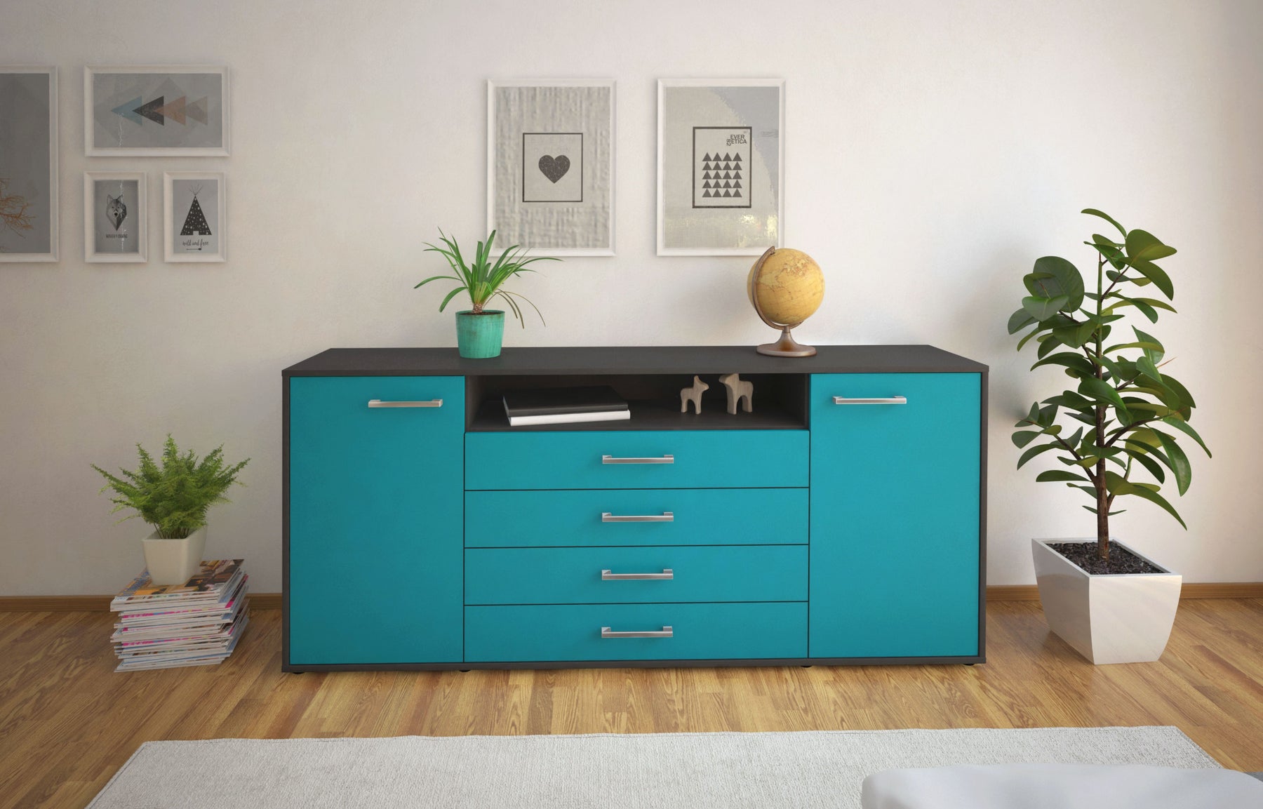 Sideboard Enzo, Tuerkis Studio (180x79x35cm) - Dekati GmbH