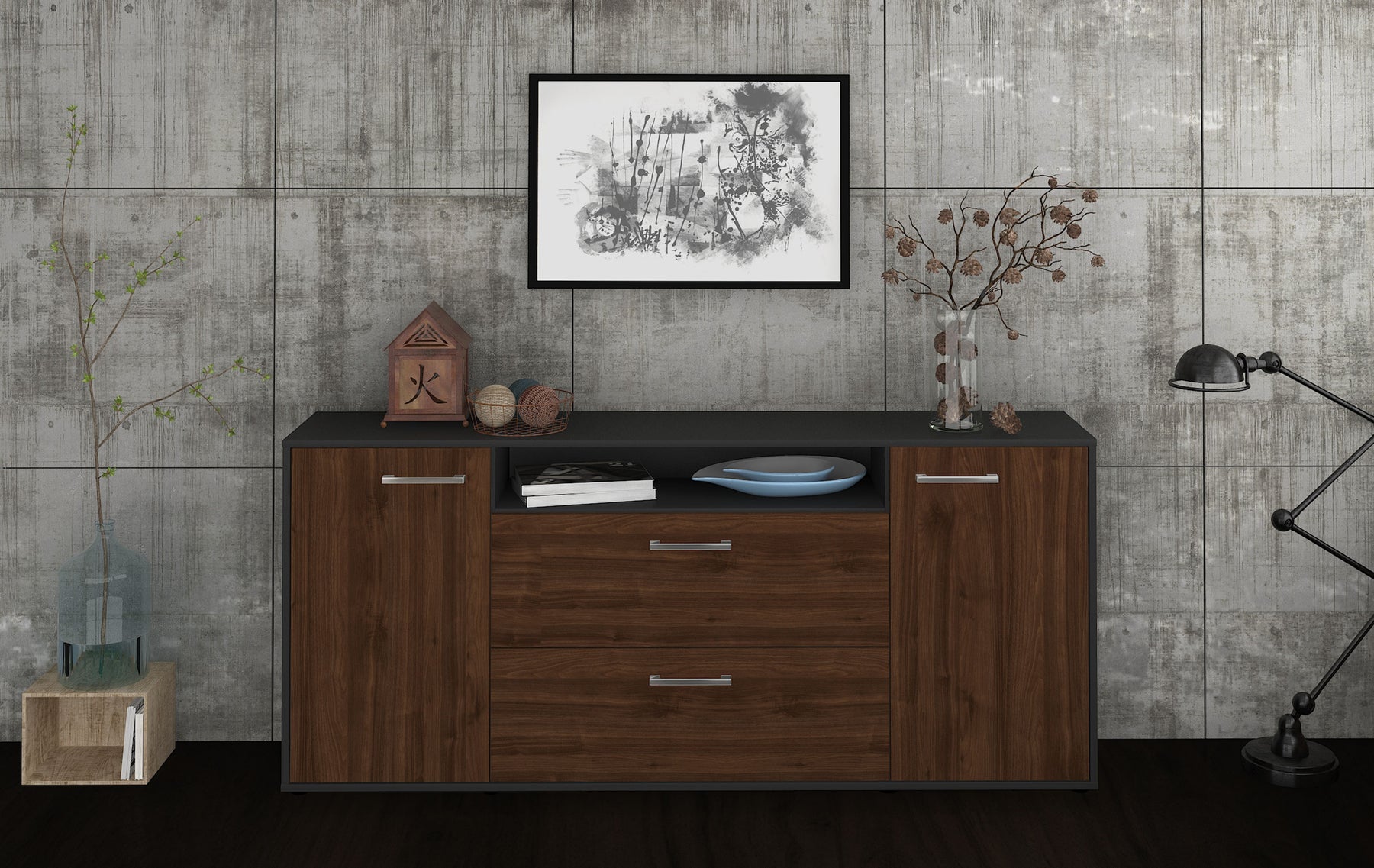 Sideboard Erina, Walnuss Studio (180x79x35cm) - Dekati GmbH