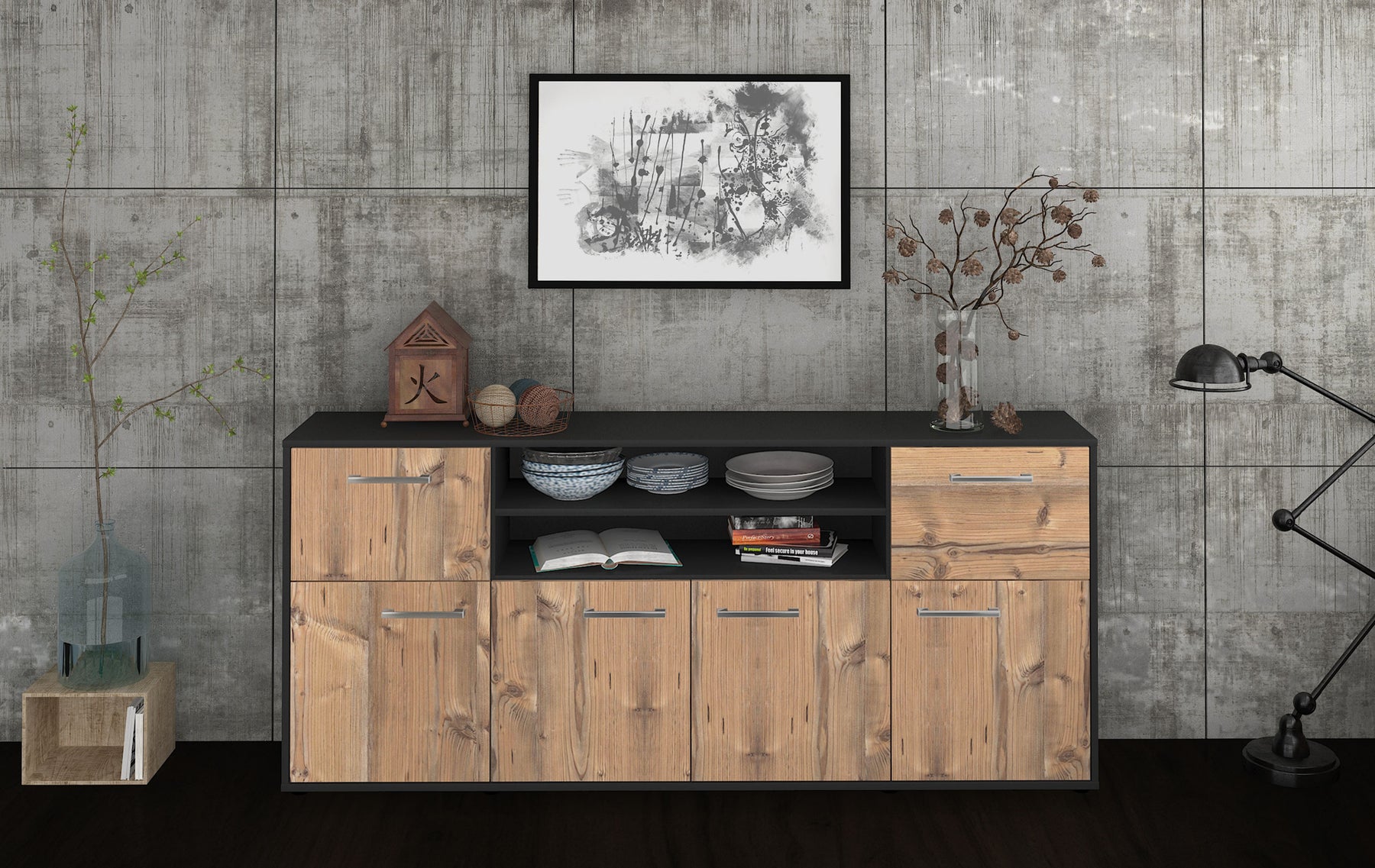 Sideboard Ermelina, Pinie Studio (180x79x35cm) - Dekati GmbH