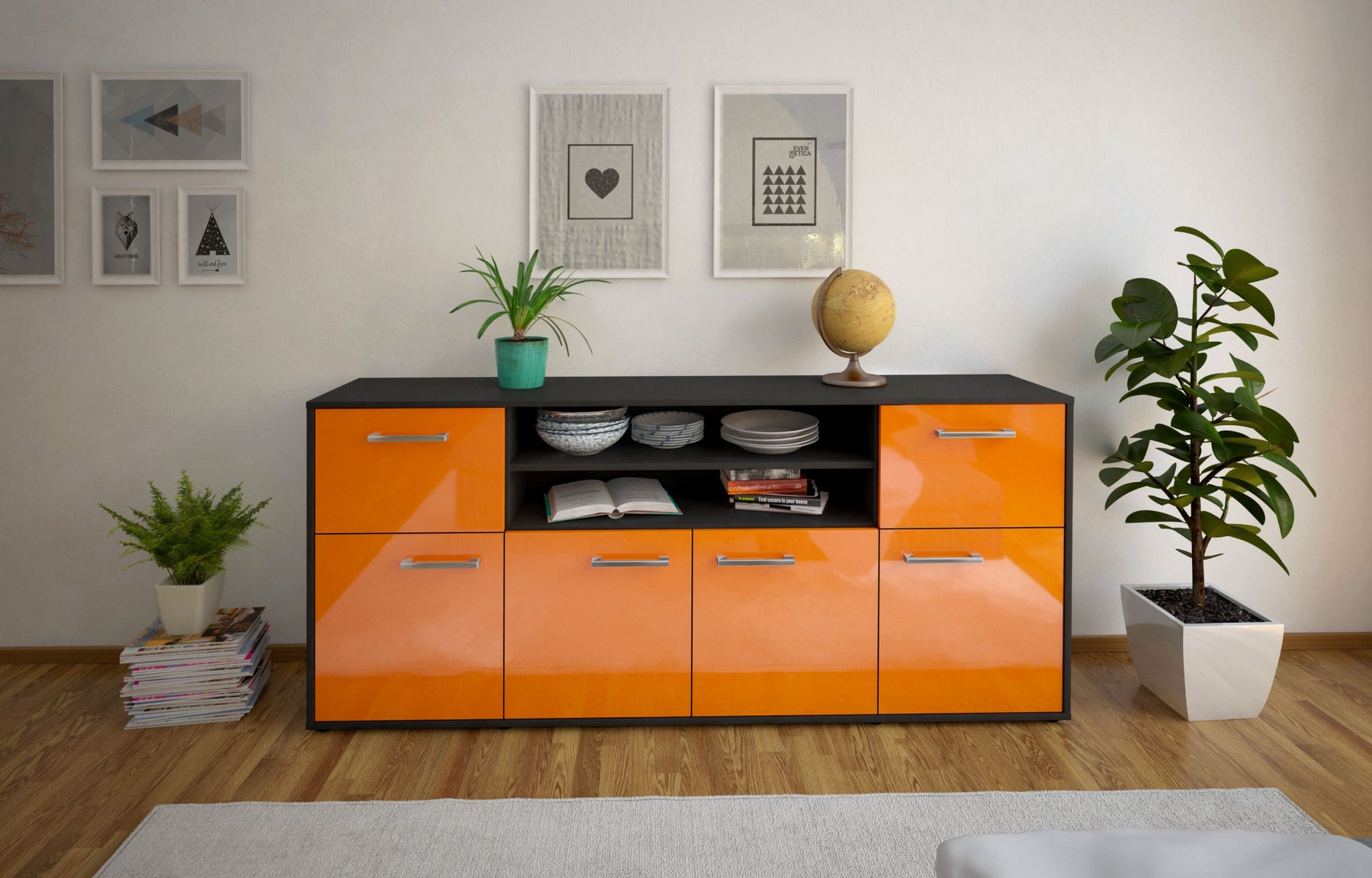 Sideboard Ermelina, Orange Studio (180x79x35cm) - Dekati GmbH