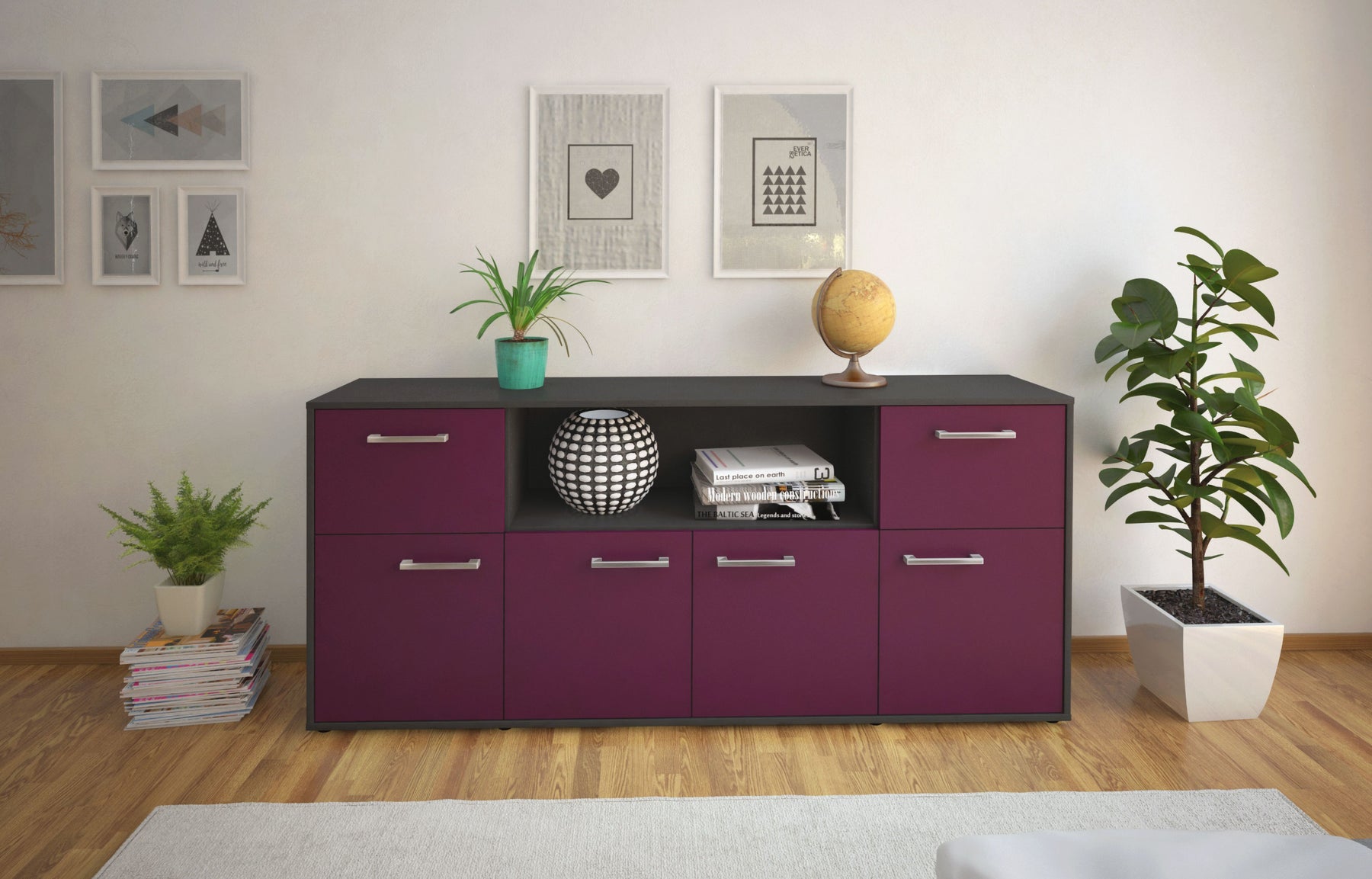 Sideboard Ermentrude, Lila Studio (180x79x35cm) - Dekati GmbH