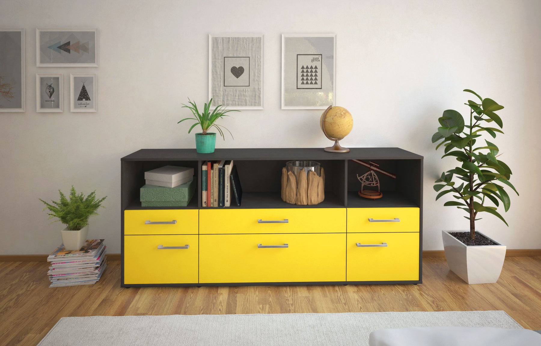 Sideboard Estella, Gelb Studio (180x79x35cm) - Dekati GmbH