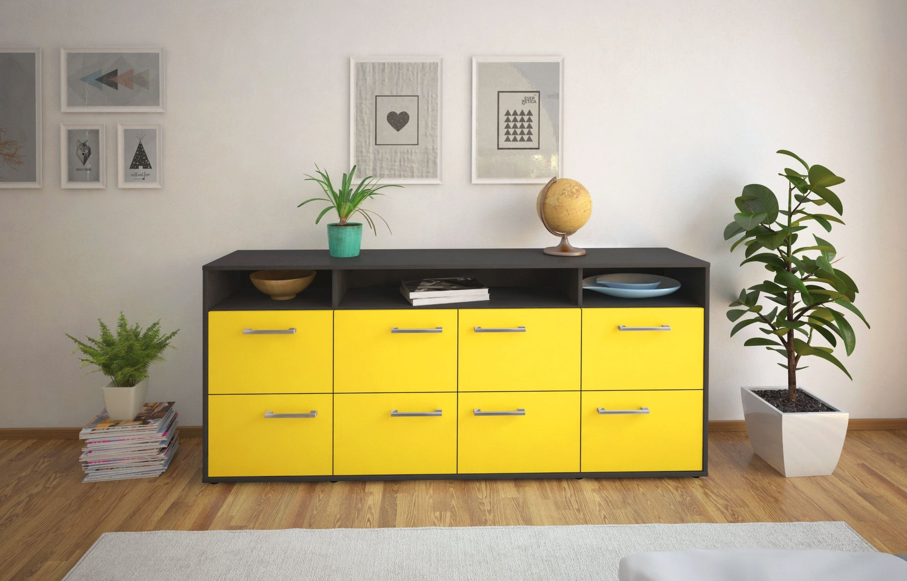 Sideboard Evita, Gelb Studio (180x79x35cm) - Dekati GmbH