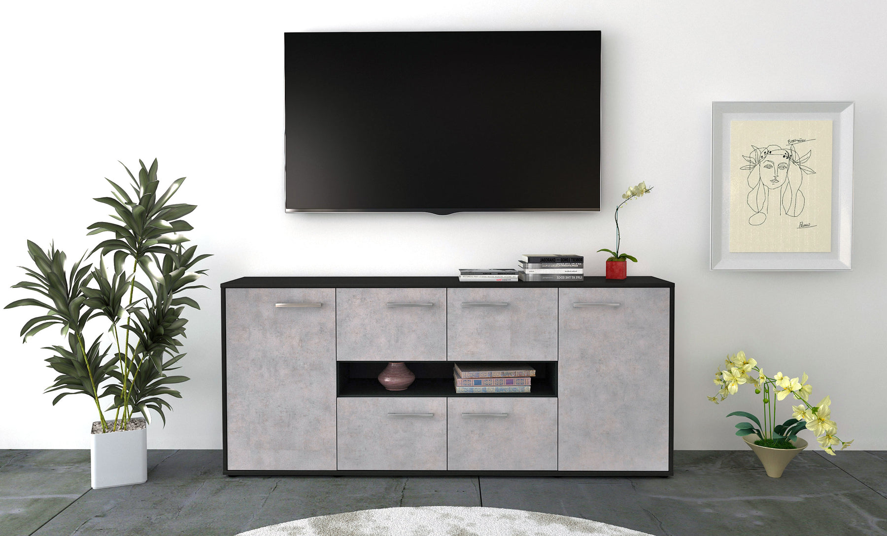 Sideboard Farina, Beton Studio (180x79x35cm) - Dekati GmbH