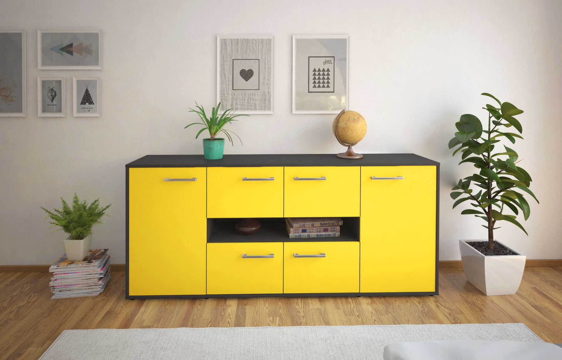 Sideboard Farina, Gelb Studio (180x79x35cm) - Dekati GmbH