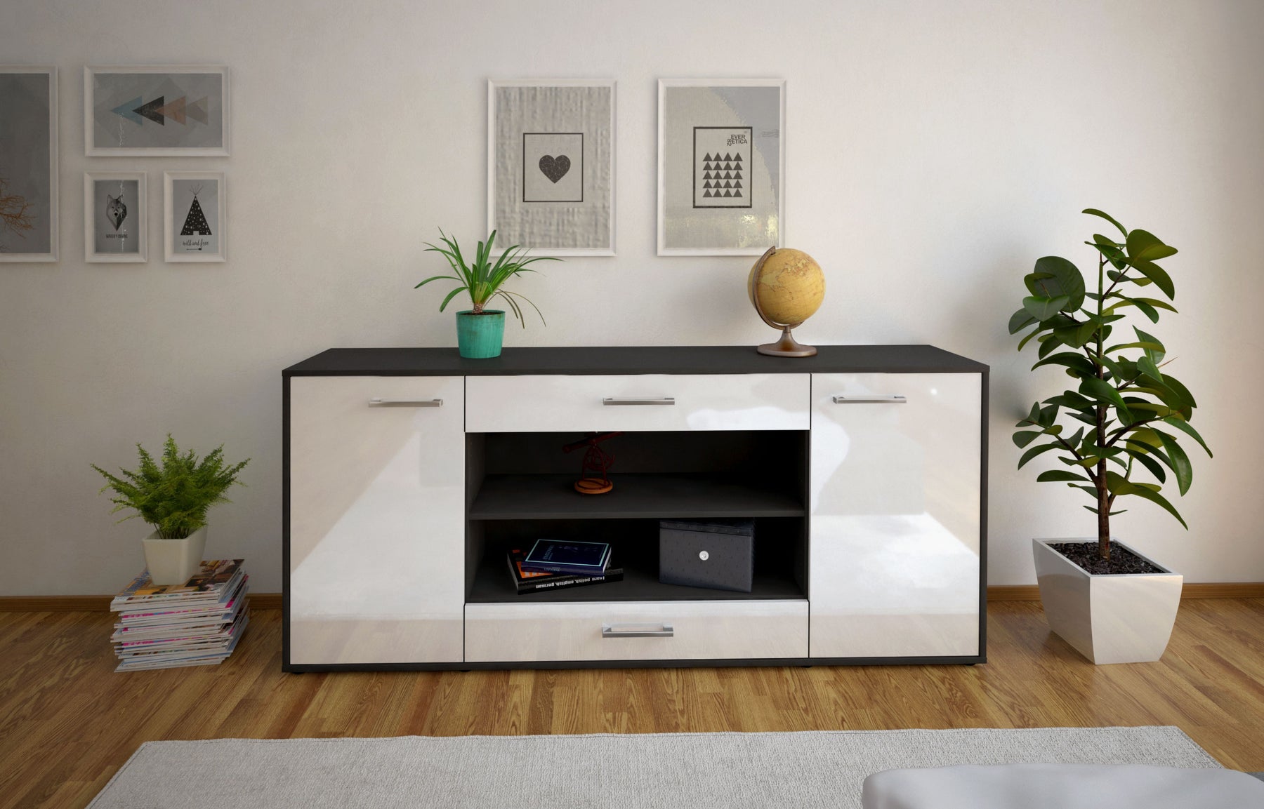 Sideboard Feli, Weiß Studio (180x79x35cm) - Dekati GmbH