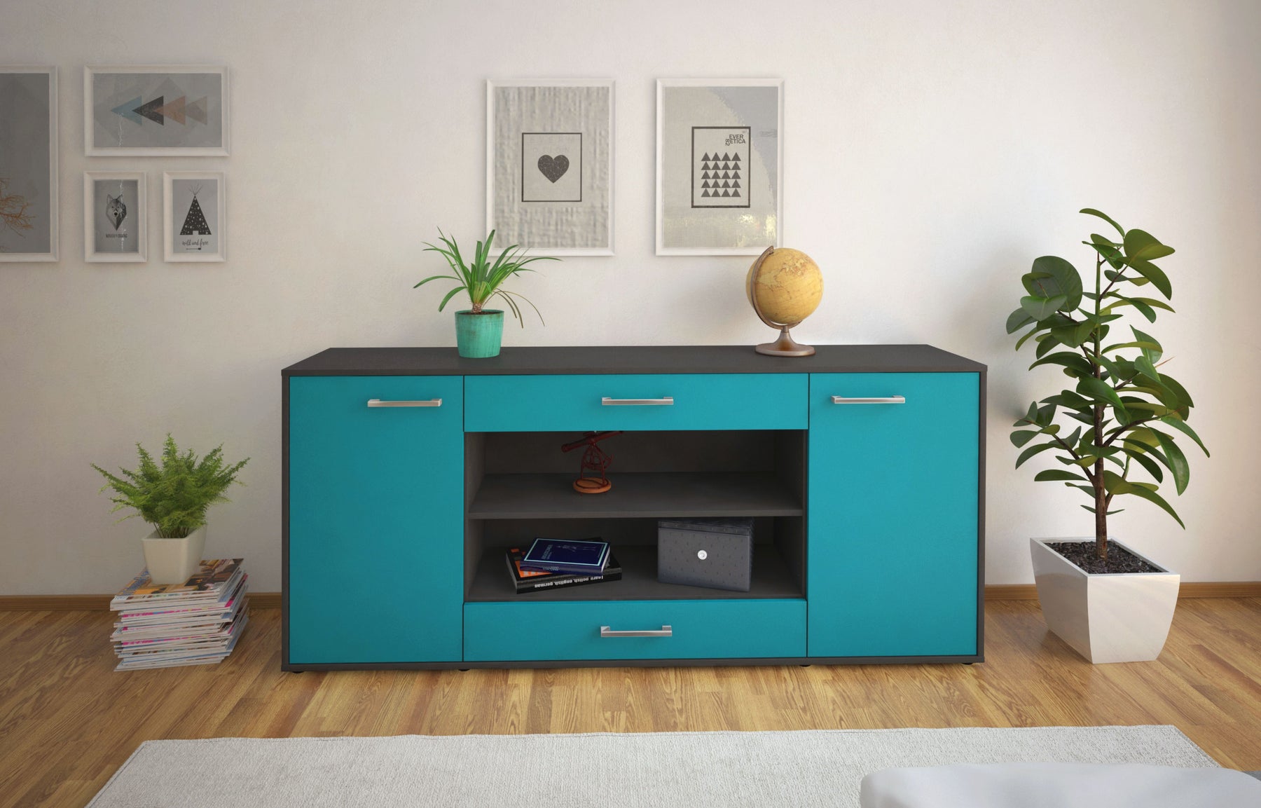 Sideboard Feli, Tuerkis Studio (180x79x35cm) - Dekati GmbH