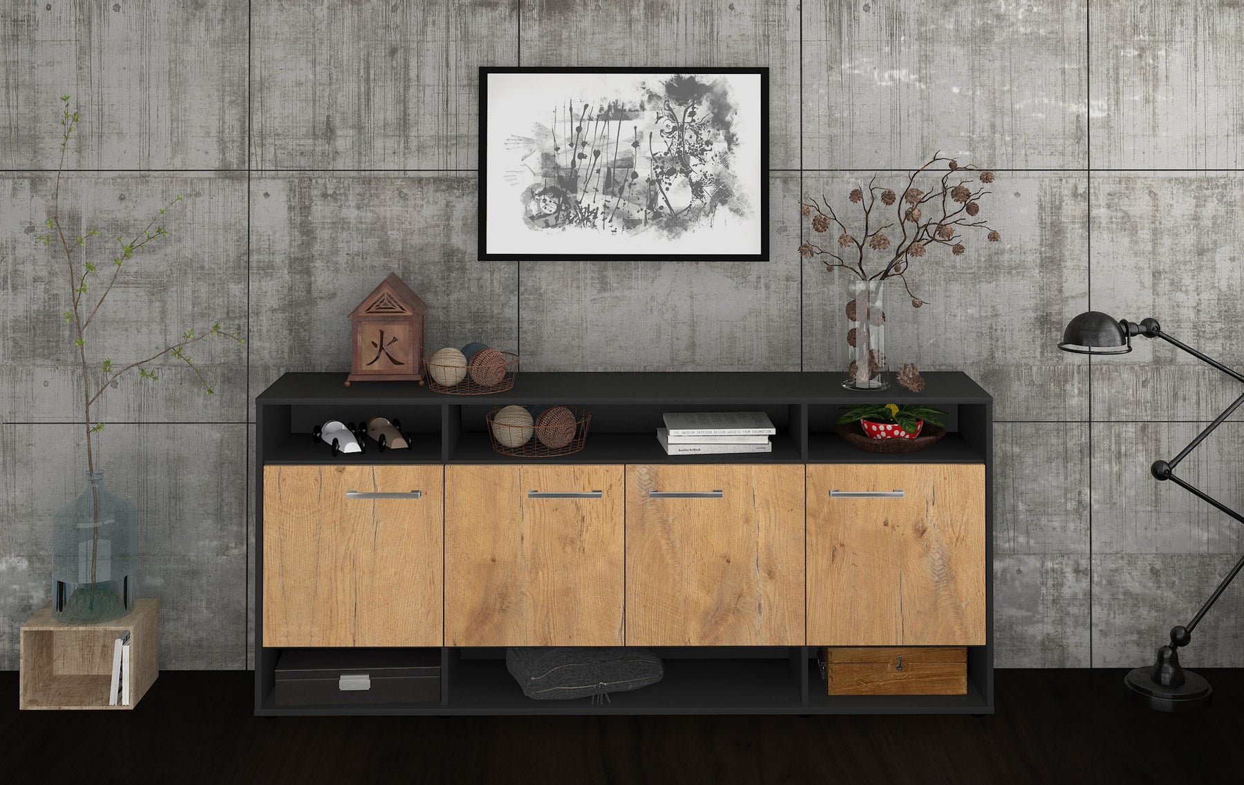 Sideboard Felia, Eiche Studio (180x79x35cm) - Dekati GmbH