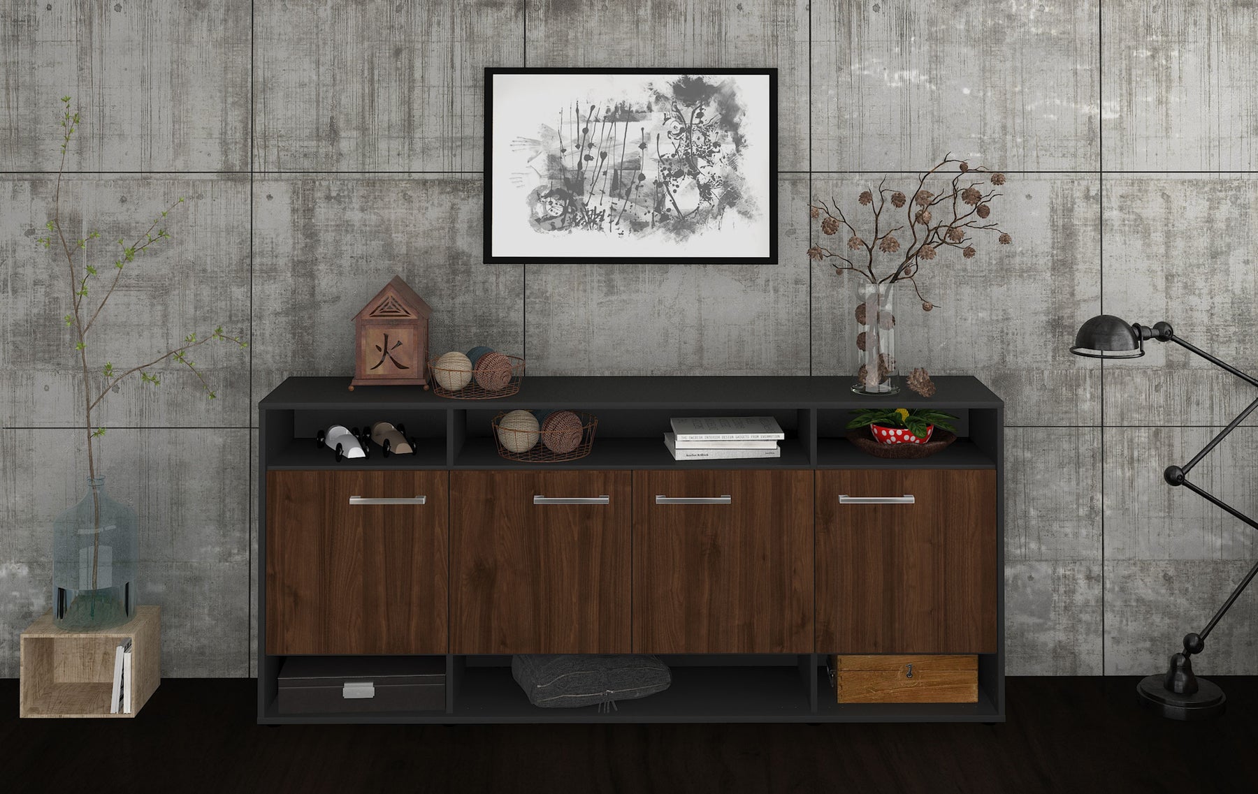 Sideboard Felia, Walnuss Studio (180x79x35cm) - Dekati GmbH