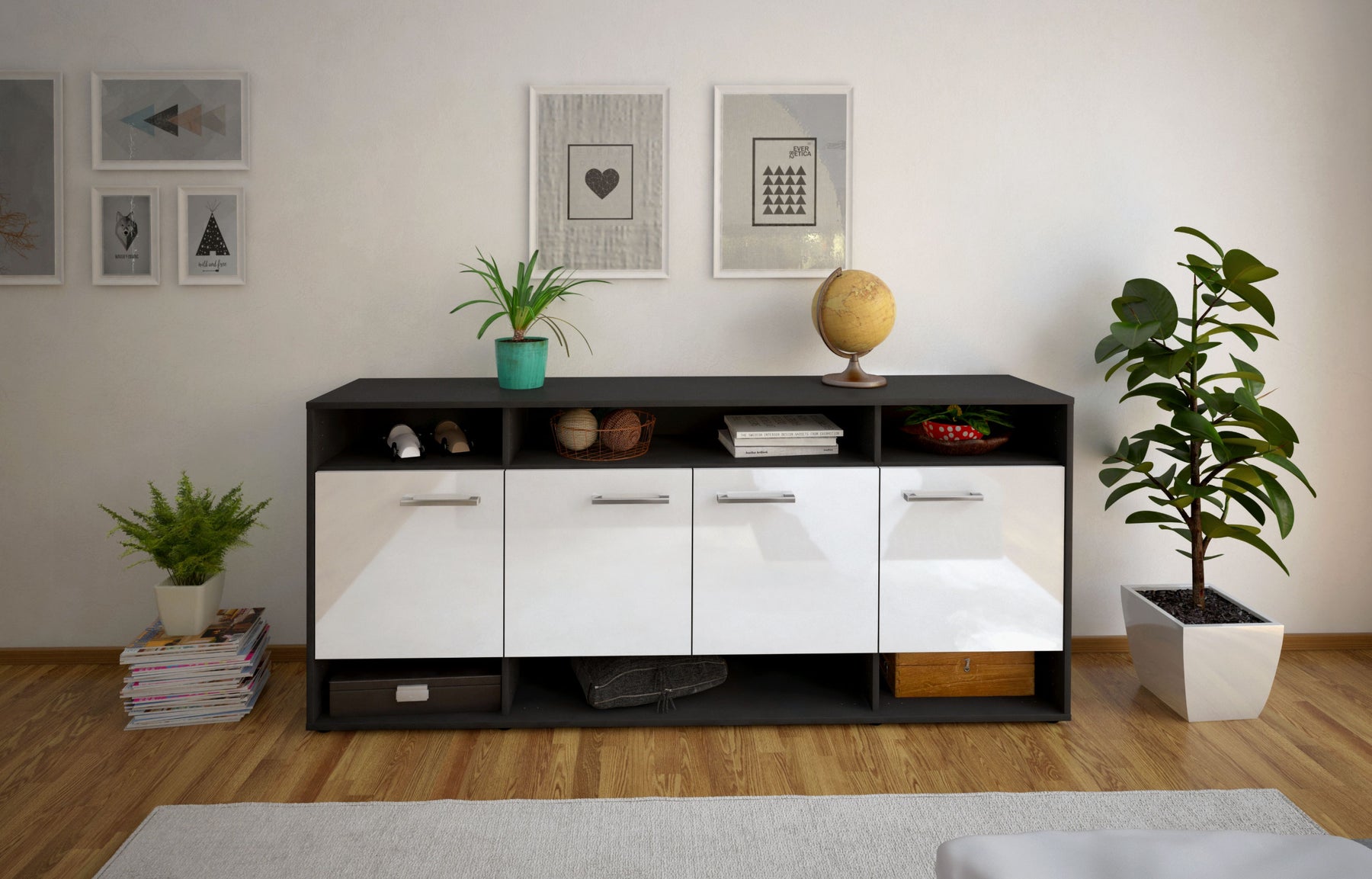 Sideboard Felia, Weiß Studio (180x79x35cm) - Dekati GmbH