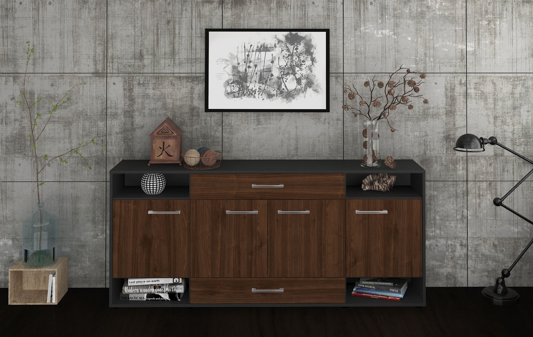 Sideboard Felicia, Walnuss Studio (180x79x35cm) - Dekati GmbH