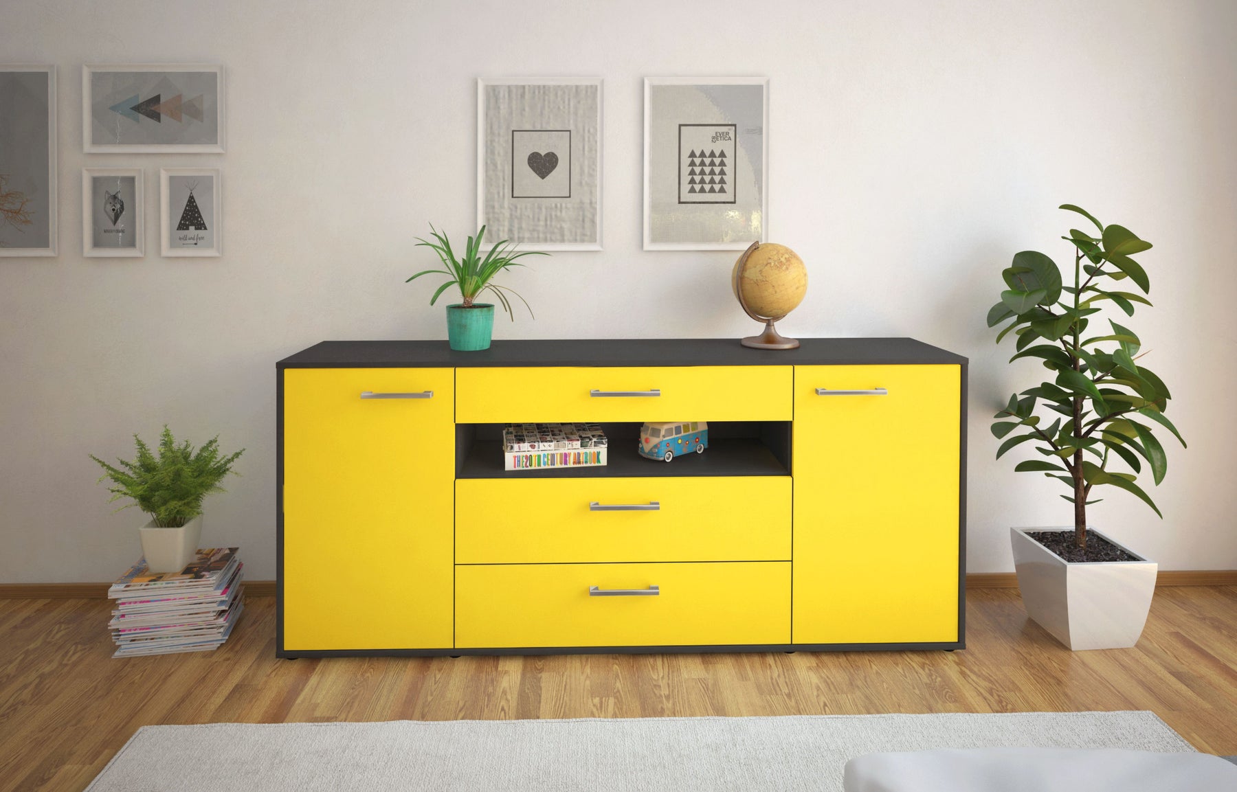 Sideboard Filippa, Gelb Studio (180x79x35cm) - Dekati GmbH