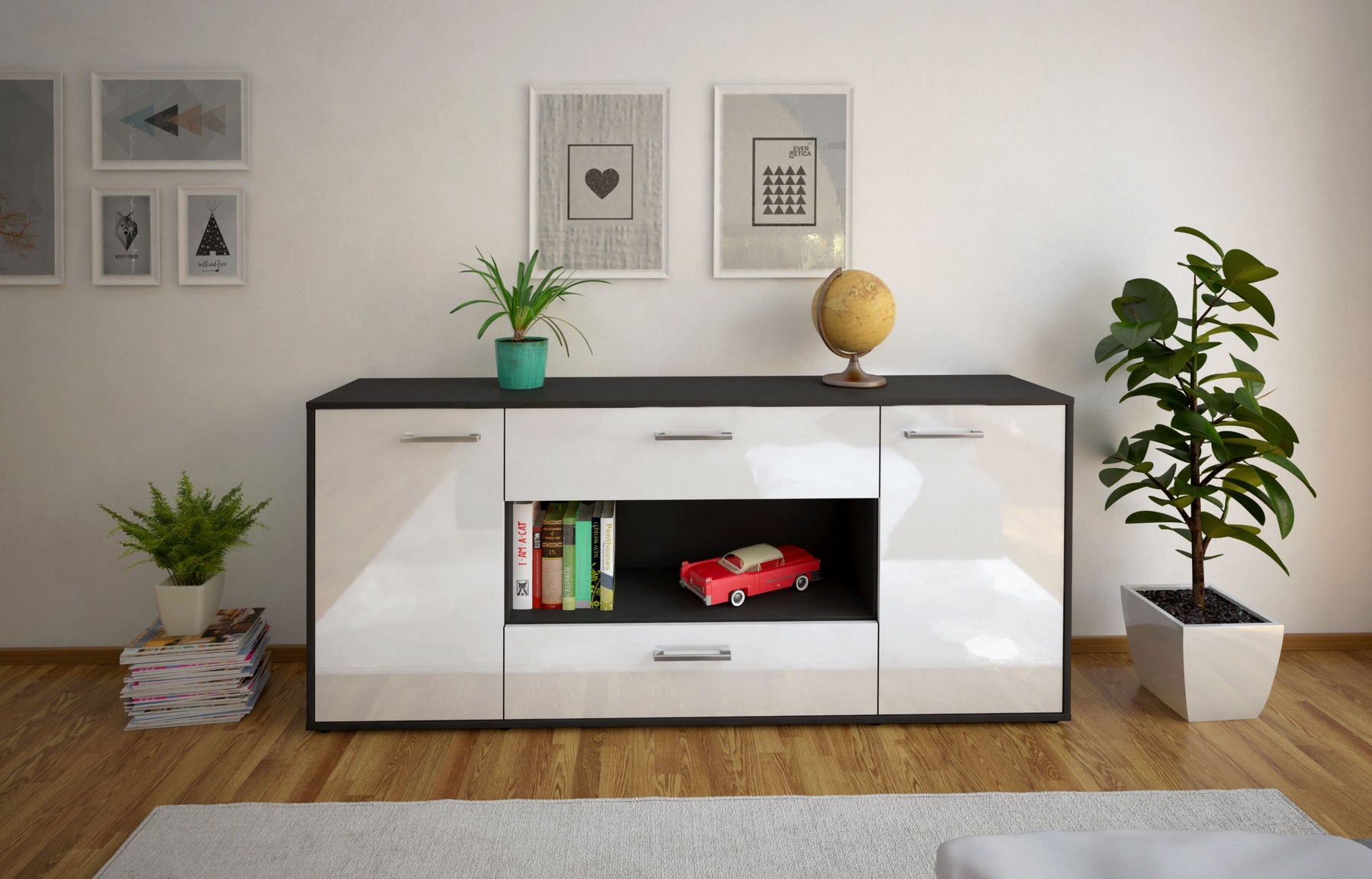 Sideboard Filomena, Weiß Studio (180x79x35cm) - Dekati GmbH