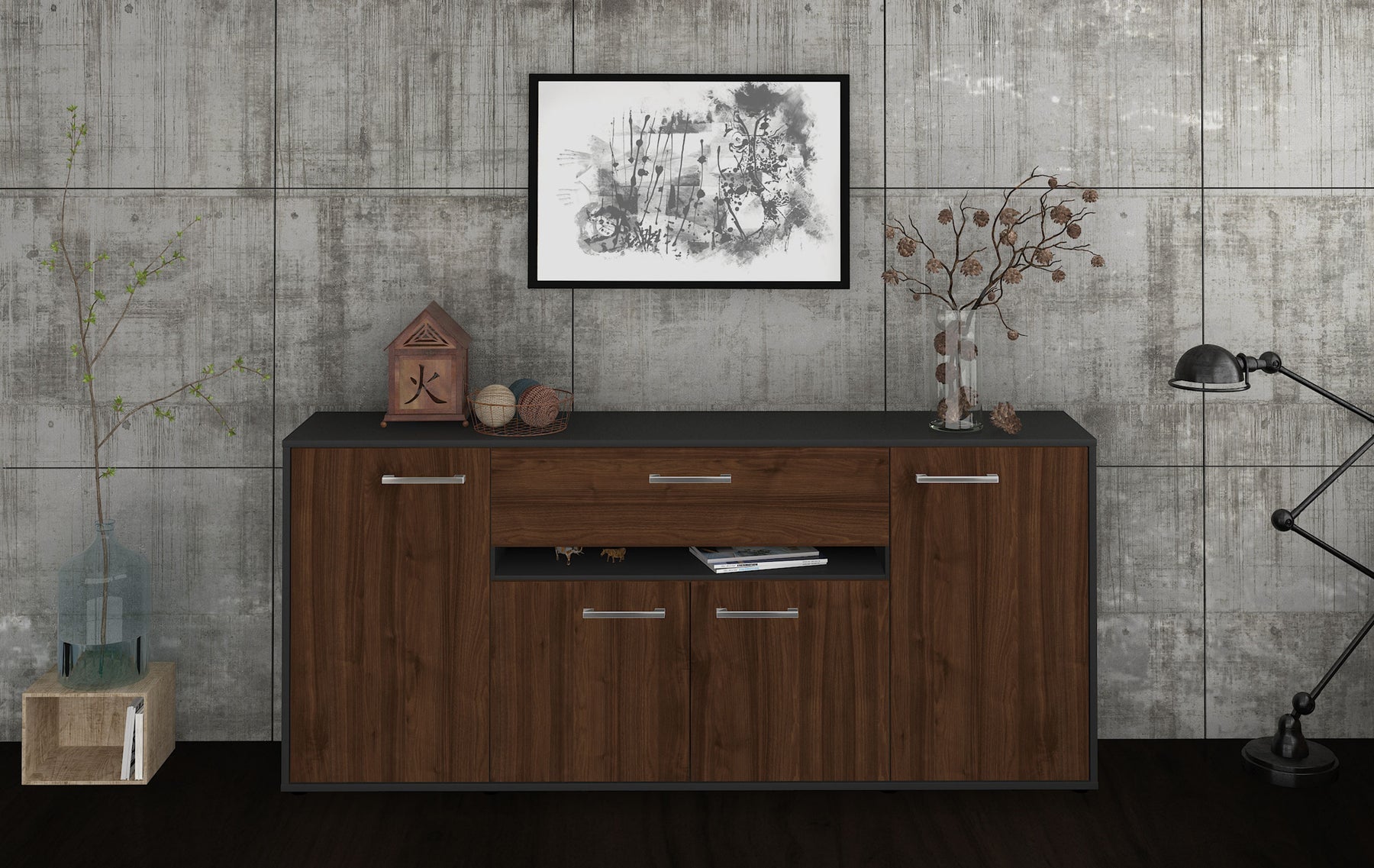 Sideboard Flavia, Walnuss Studio (180x79x35cm) - Dekati GmbH