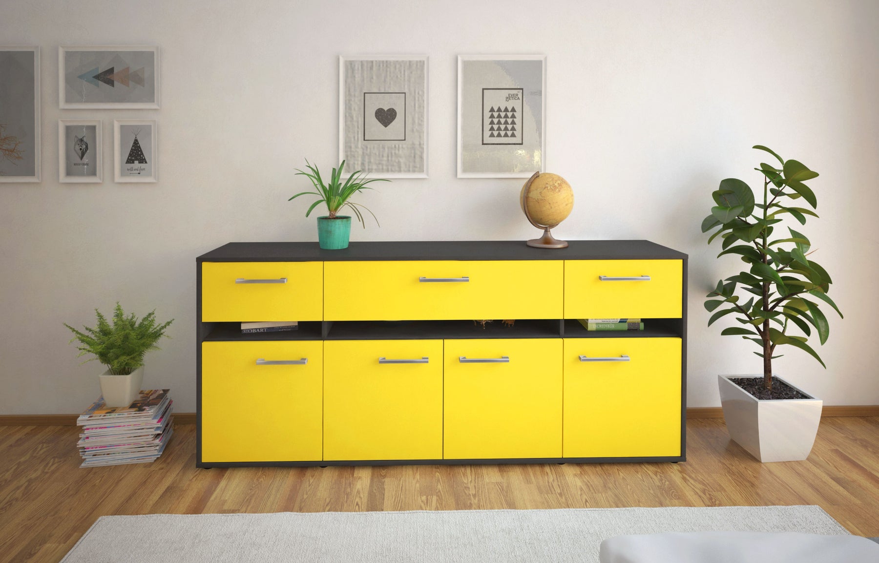 Sideboard Flora, Gelb Studio (180x79x35cm) - Dekati GmbH