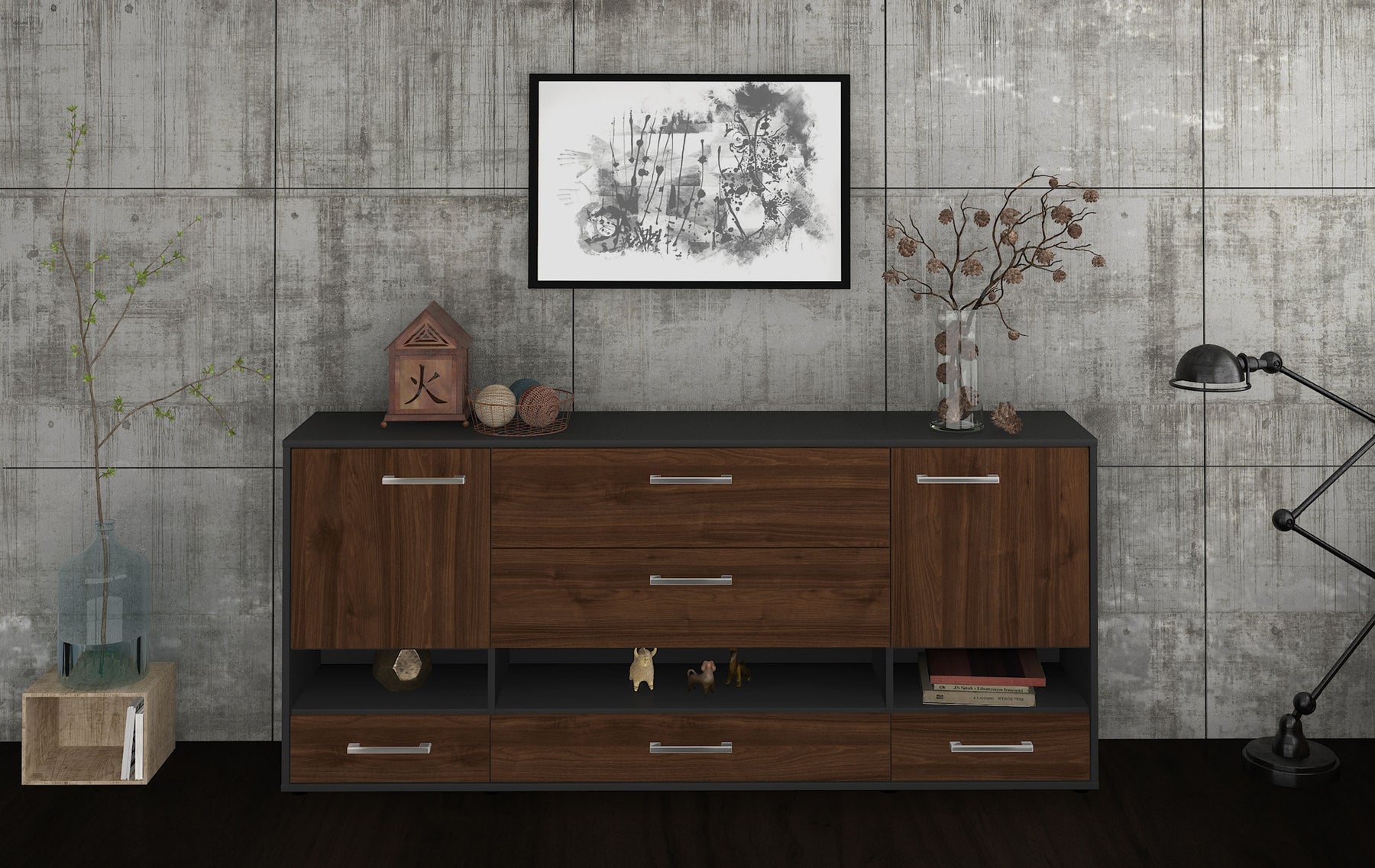 Sideboard Florentina, Walnuss Studio (180x79x35cm) - Dekati GmbH