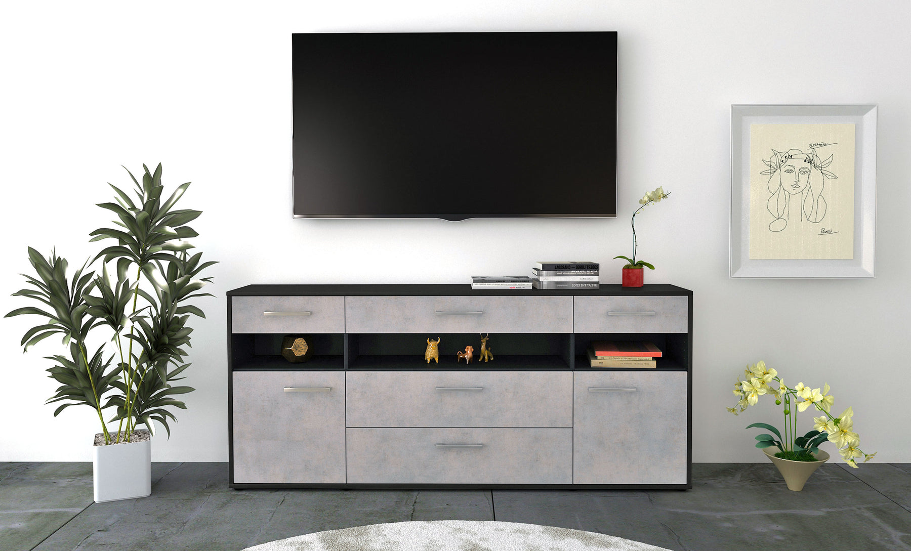 Sideboard Floria, Beton Studio (180x79x35cm) - Dekati GmbH