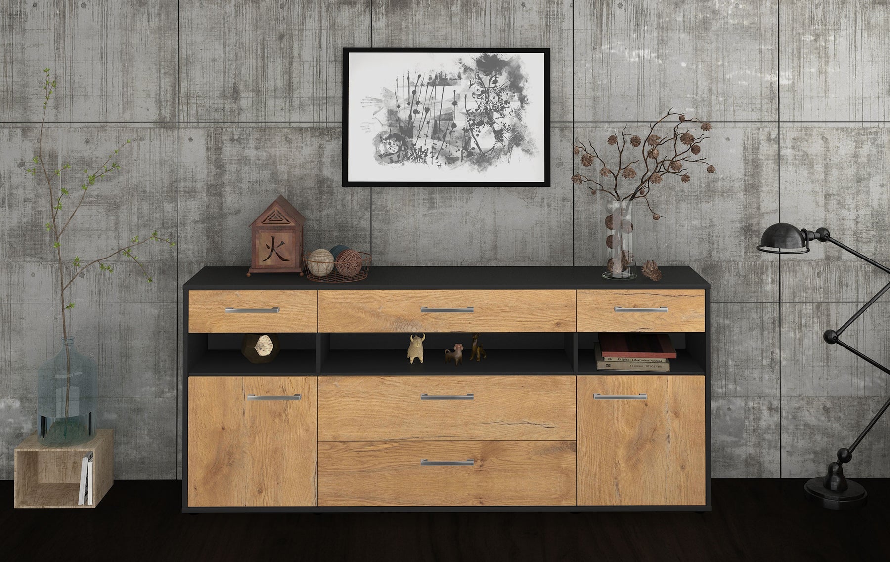 Sideboard Floria, Eiche Studio (180x79x35cm) - Dekati GmbH