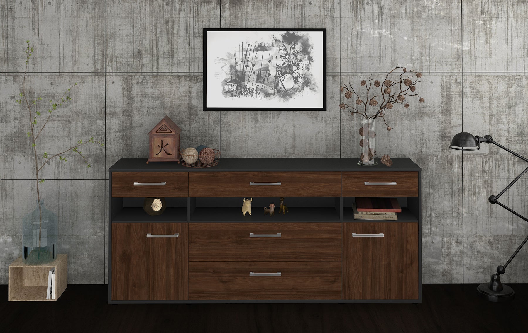 Sideboard Floria, Walnuss Studio (180x79x35cm) - Dekati GmbH