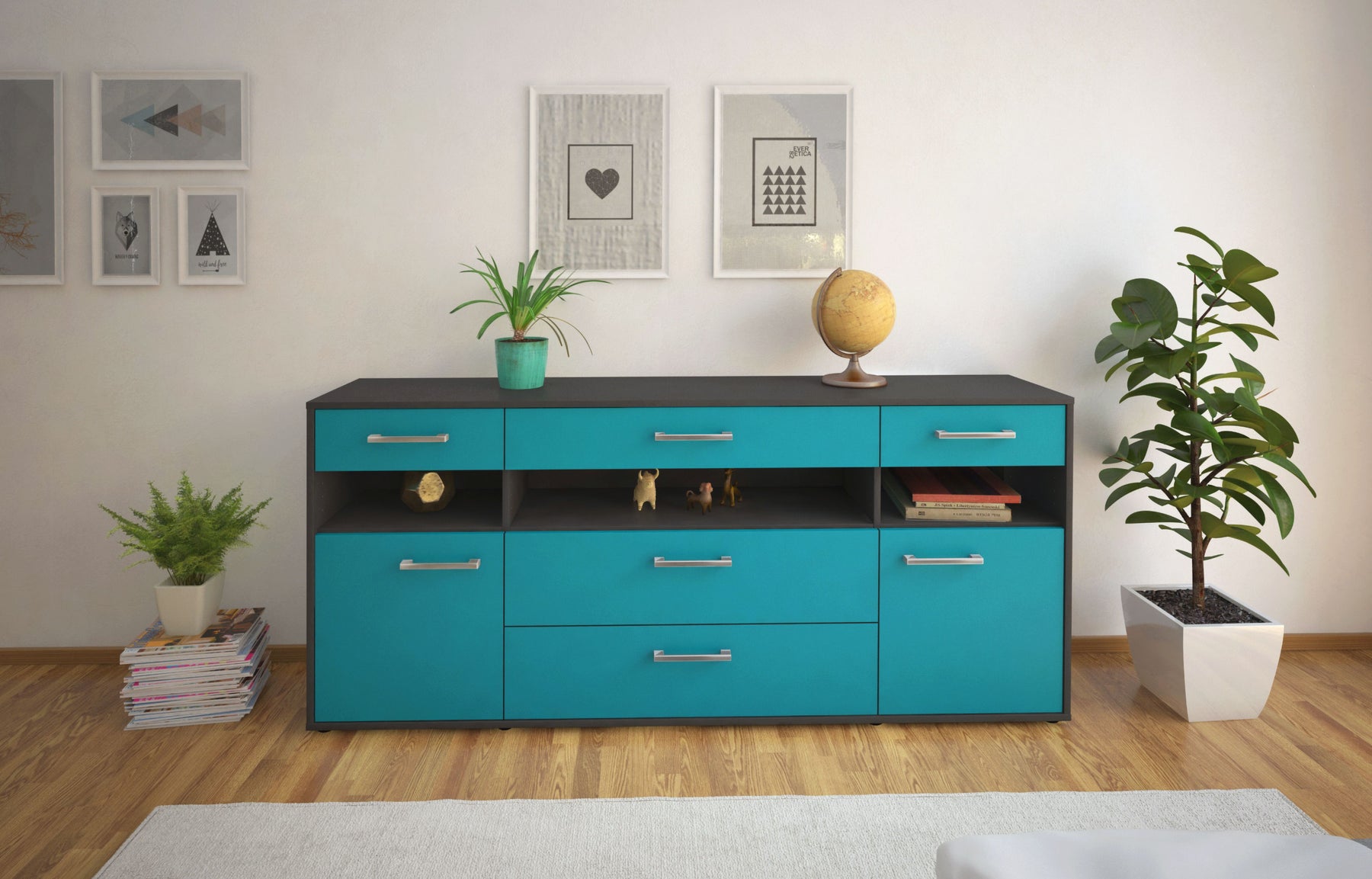 Sideboard Floria, Tuerkis Studio (180x79x35cm) - Dekati GmbH